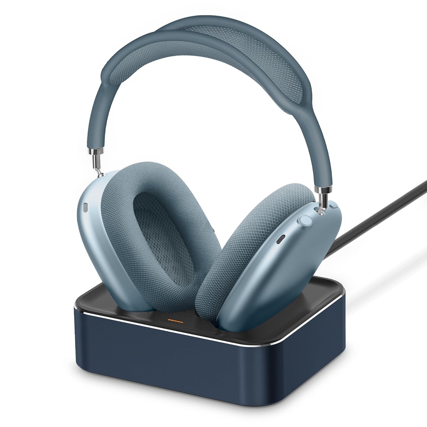 Headphone Charging Station for AirPods Max 2024 & 2020 - Magnetic Headset Charger Dock with Dual Lightning & Type-C Connectors (Space Gray)