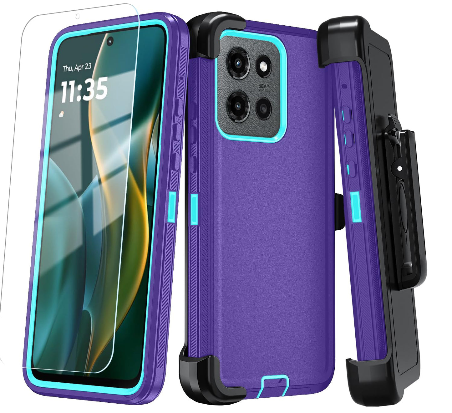 Qinmay Phone Case for Motorola Moto G Stylus 5G 2025 Case with HD Screen Protector, Heavy Duty Shockproof & Cover Phone Case for Moto G Stylus 2025,WineRedPink