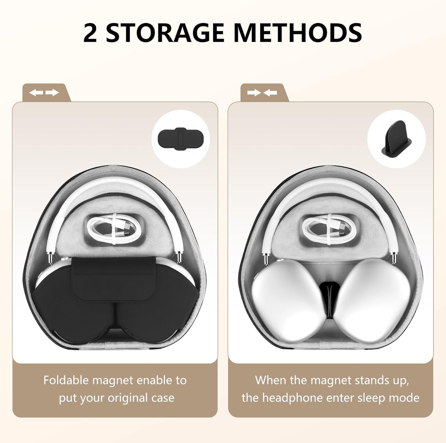 for Airpods Max Case Cover,Smart Case with Sleep Mode Made by Air pods,Compatible with Apple AirPod Max,Protective Carry Travel Cover AirPod Pro Max Cases,Headphone,Black