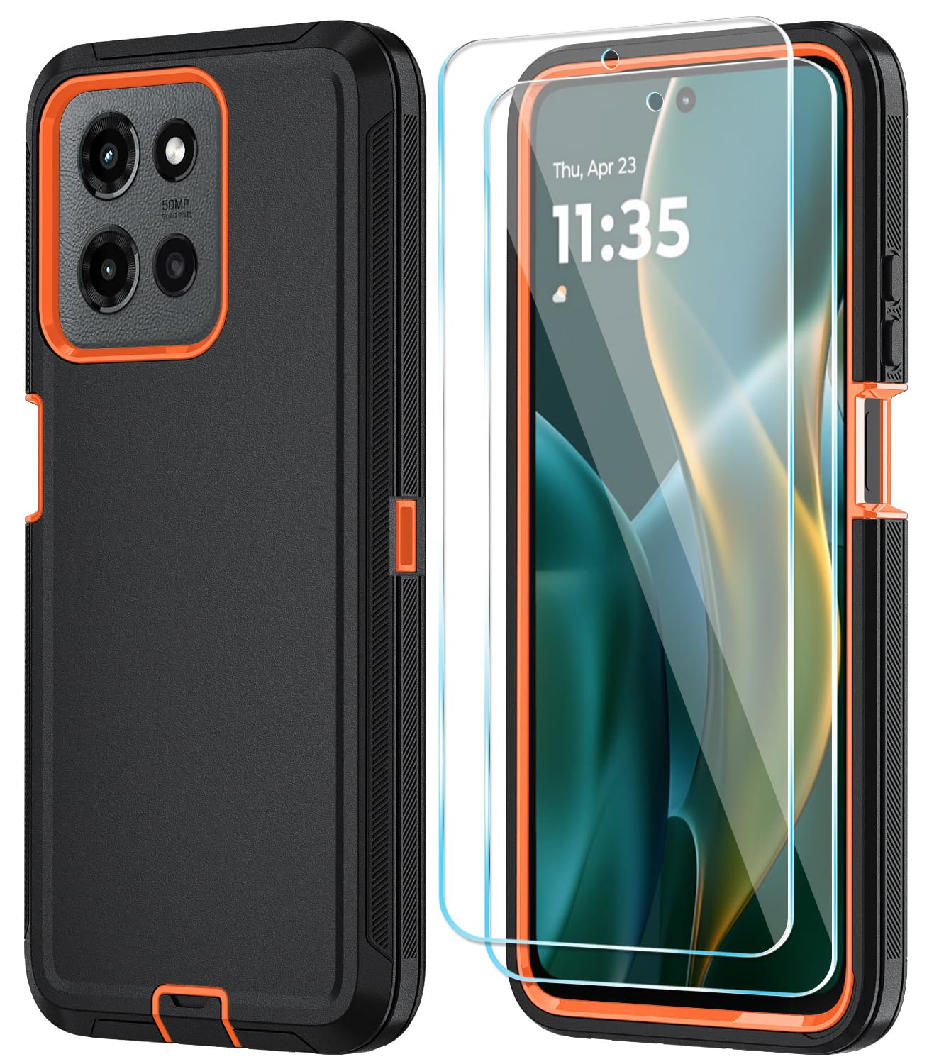 Qinmay Phone Case for Motorola Moto G 5G 2025/Moto G Play 5G 2025 Case with HD Screen Protector, Heavy Duty Shockproof & Dropproof 3-Layer Cover Phone Case,WineRedPink