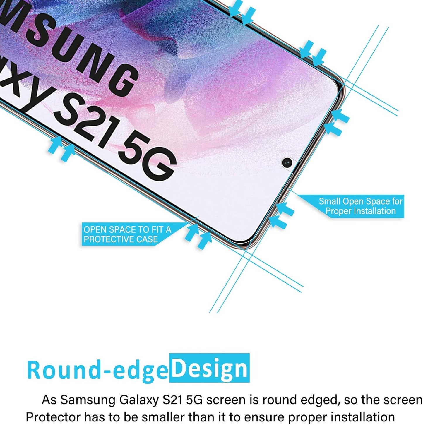 NEW'C 3 Pack Designed for Samsung Galaxy S21 5G (6.2), Screen Protector Tempered Glass, Scratch-Proof, Bubble-Free, Ultra Resistant (0.26 mm HD Ultra Transparent) 9H Hardness Glass