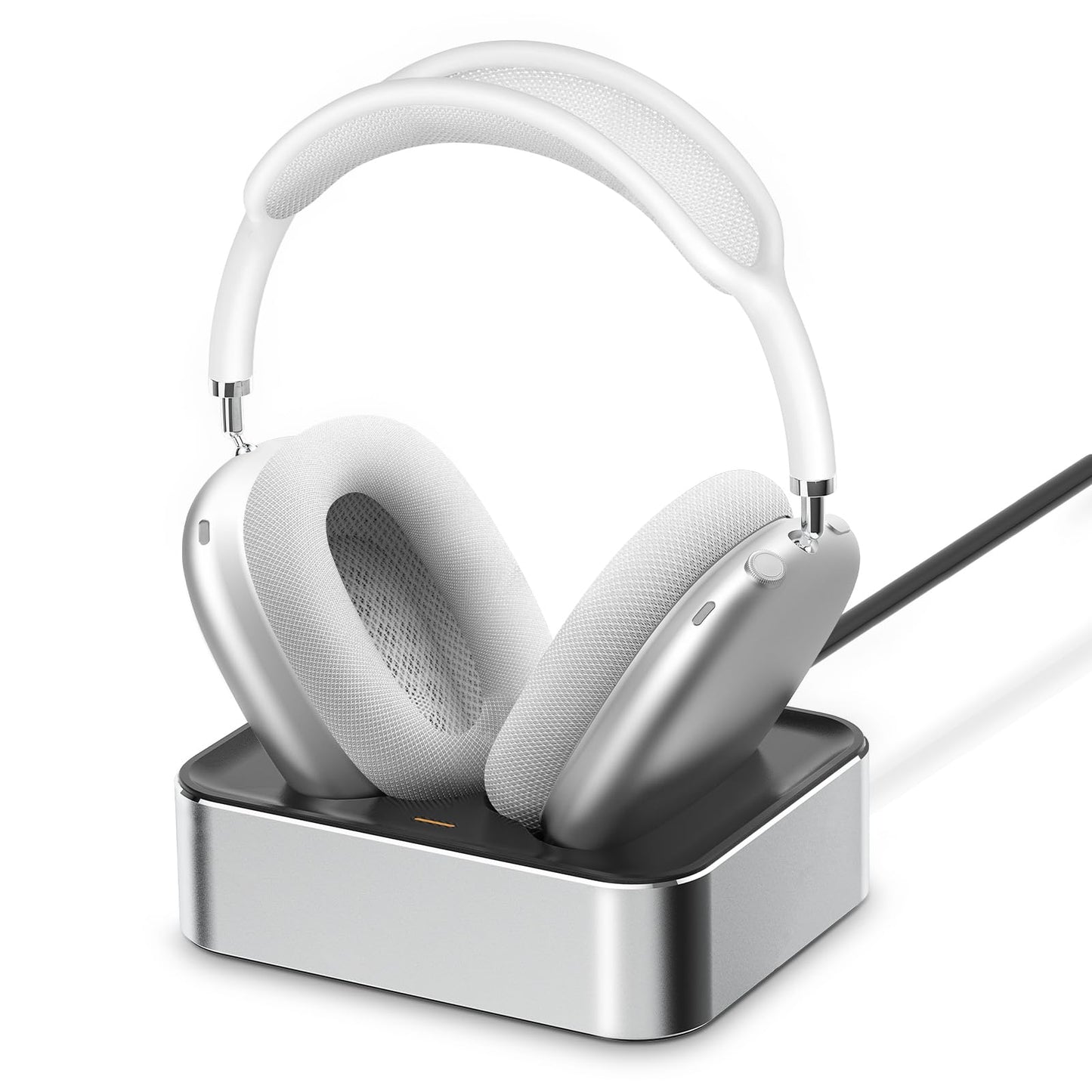 Headphone Charging Station for AirPods Max 2024 & 2020 - Magnetic Headset Charger Dock with Dual Lightning & Type-C Connectors (Space Gray)