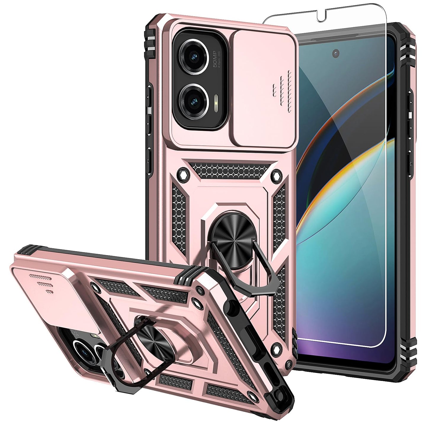SMKY for Moto G Stylus 5G 2025 Case,with Screen Protectors and Camera Cover,16ft.Drop Tested Cover with Magnetic Kickstand Protective Case for Moto G Stylus 5G 2025, Blue