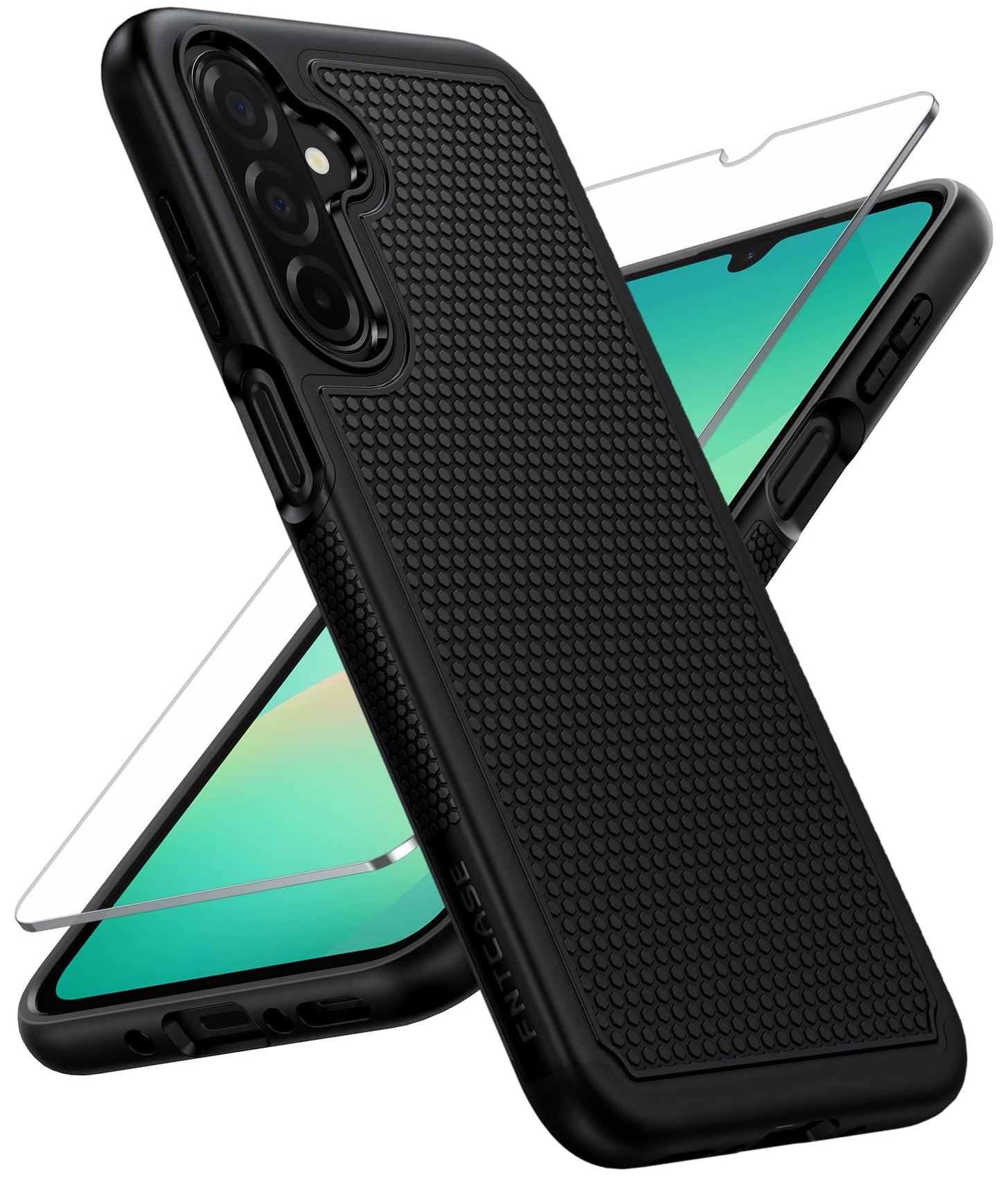 FNTCASE for Samsung Galaxy A15-5G Case: Dual Layer Protective Heavy Duty Cell Phone Cover Shockproof Rugged with Non Slip Textured Back - Military Protection Bumper Tough - 2024, 6.5inch Black