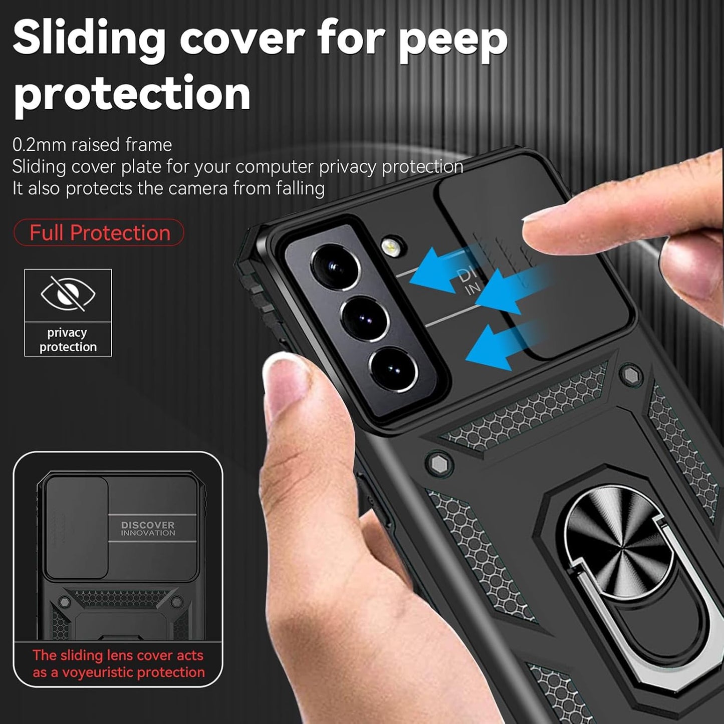 Case for Samsung Galaxy S21 Plus Phone Case Black | with Screen Protector, Military Grade, 20ft. Drop Tested, Ring, Shockproof, Protective