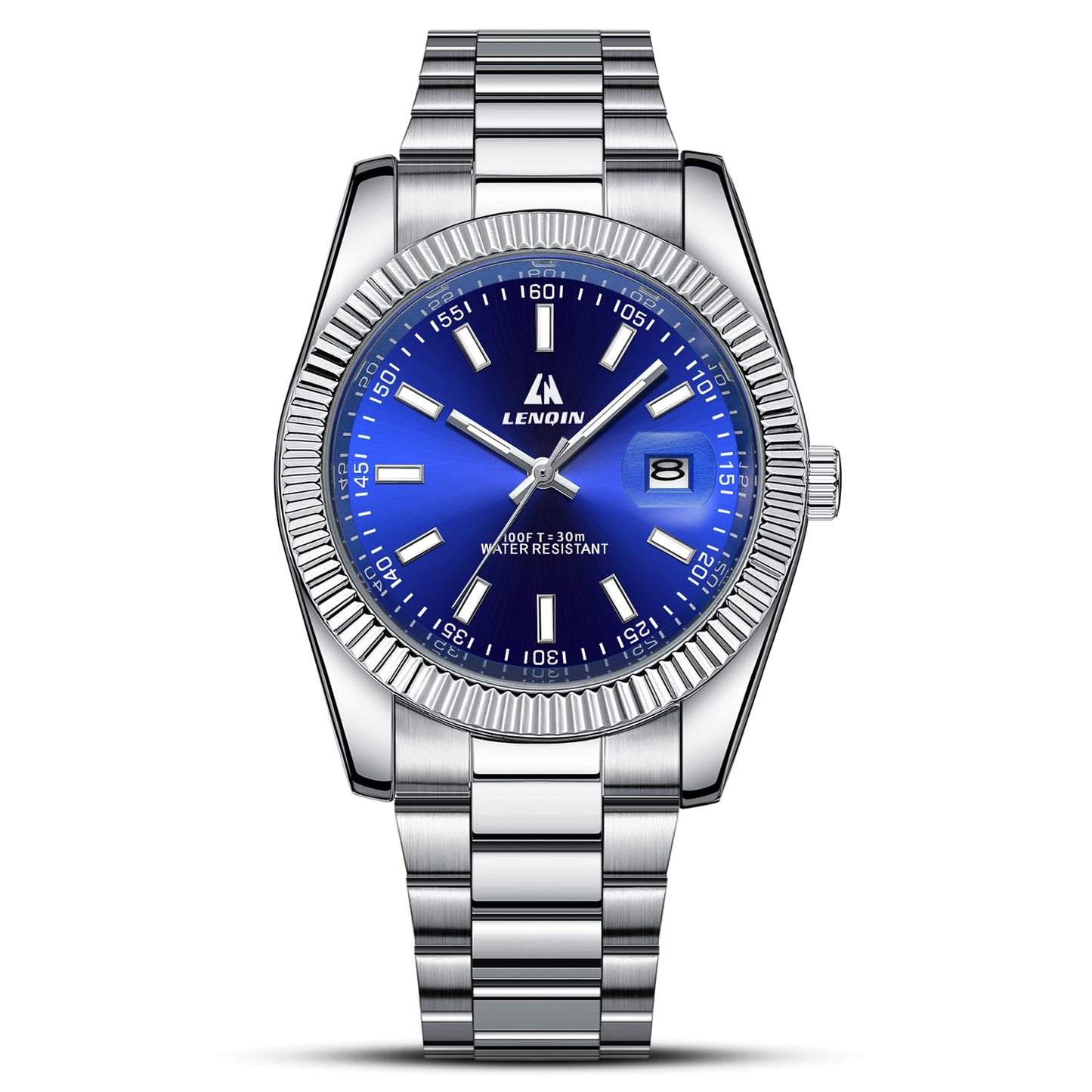 LN LENQIN Mens Watches Waterproof Stainless Steel Watch for Men Analog Quartz Fashion Business Designer Wristwatch