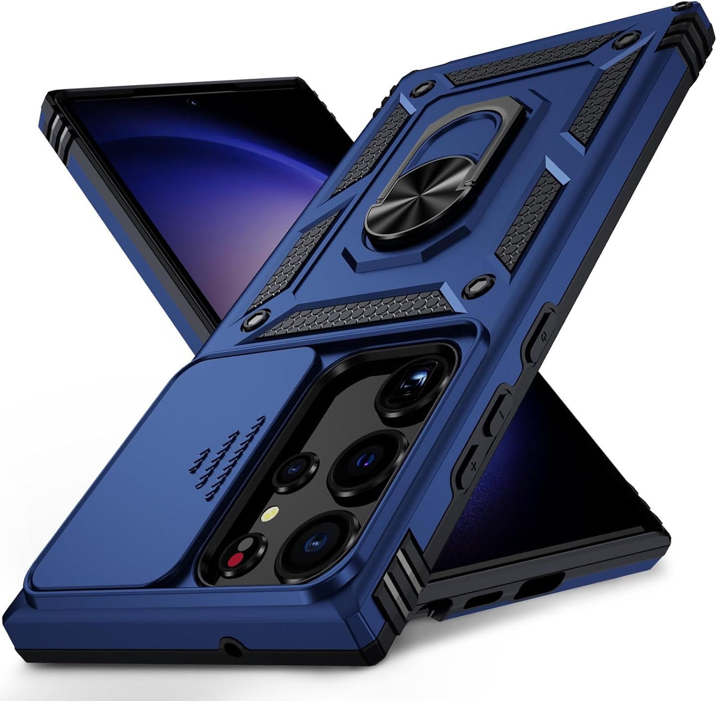 Weycolor Samsung Galaxy S23 Ultra Protective Phone Case Navy Blue | Camera Lens Cover, 10 FT Military Grade Drop Protection, Magnetic Ring Holder, Kickstand