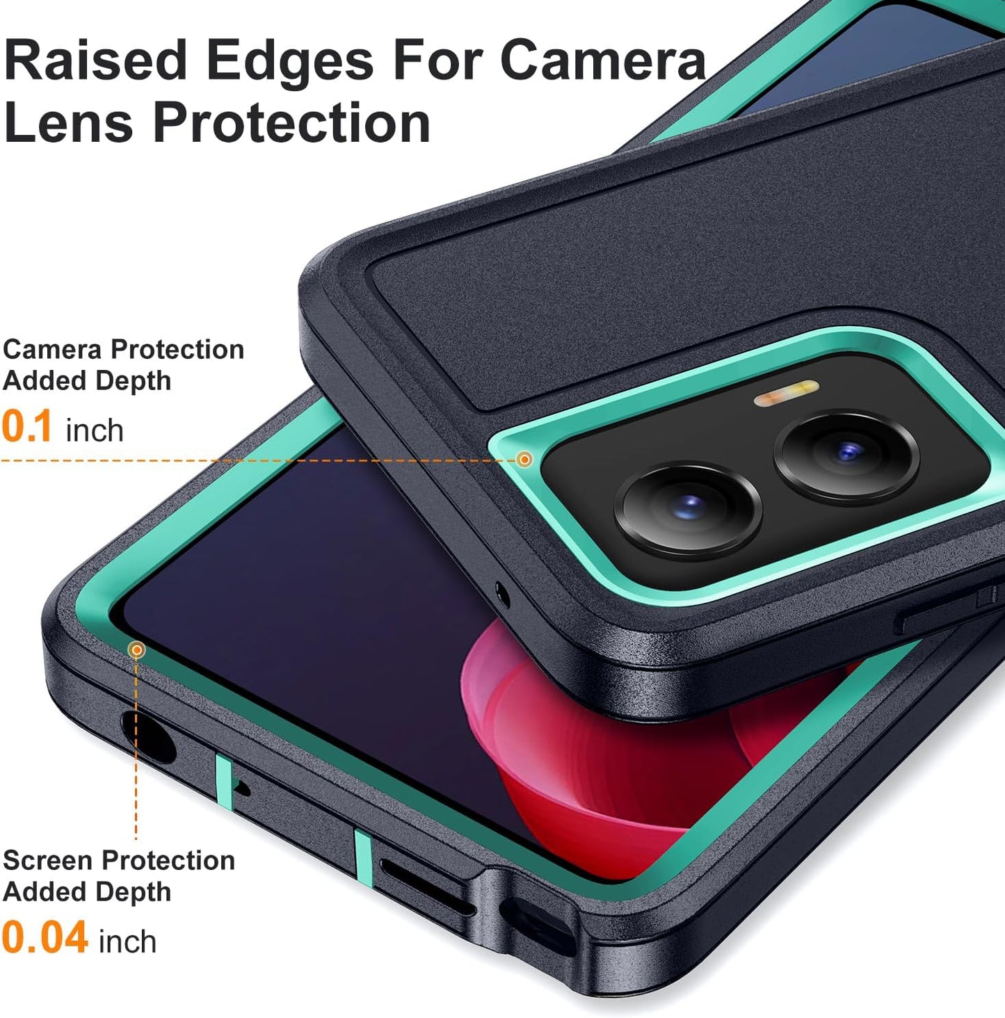 Designed for Motorola Moto G Stylus 5G 2024 Case 3 in 1 Military Grade Protective Case Cover Silicone Heavy Duty Rugged Shockproof for Moto G Stylus 5G 2024 Phone Case (Navy+Cyan)