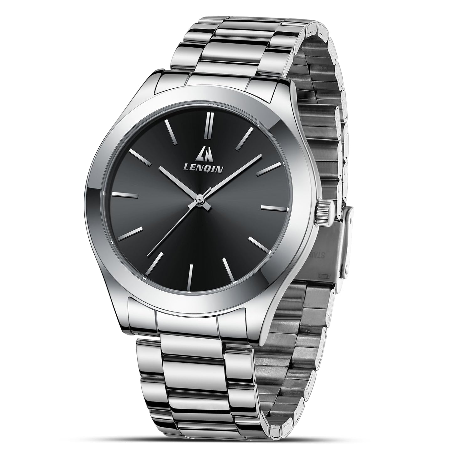 LN LENQIN Mens Watches Waterproof Stainless Steel Watch for Men Analog Quartz Fashion Business Designer Wristwatch