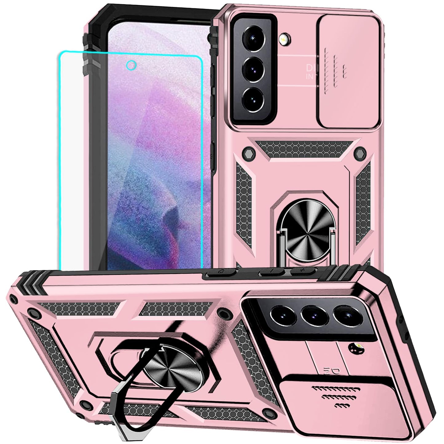 Case for Samsung Galaxy S21 Plus Phone Case Black | with Screen Protector, Military Grade, 20ft. Drop Tested, Ring, Shockproof, Protective