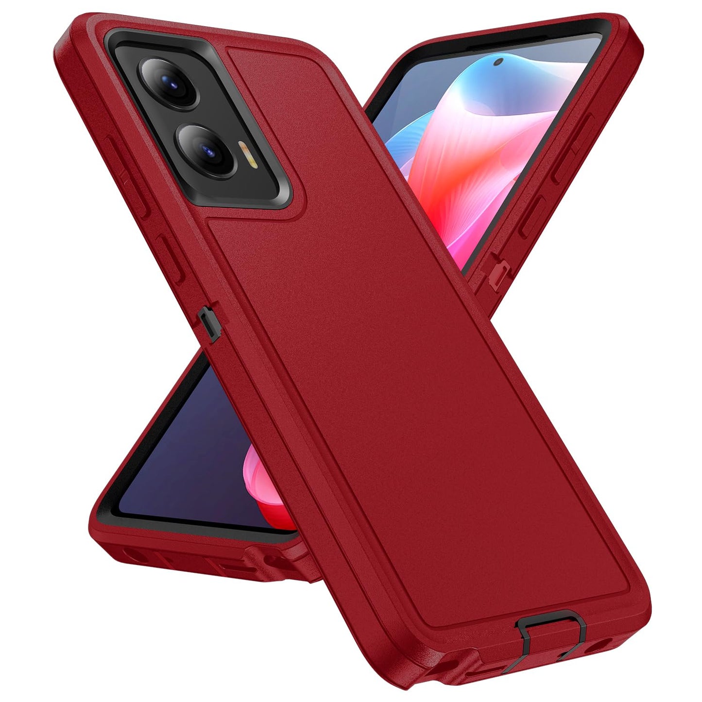 Designed for Motorola Moto G Stylus 5G 2024 Case 3 in 1 Military Grade Protective Case Cover Silicone Heavy Duty Rugged Shockproof for Moto G Stylus 5G 2024 Phone Case (Navy+Cyan)