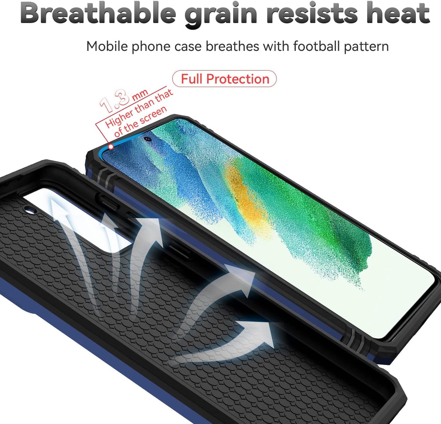 for Samsung Galaxy S21 FE 5G Case with Camera Lens Cover HD Screen Protector, Military-Grade Drop Tested Magnetic Ring Holder Kickstand Protective Phone Case for Samsung Galaxy S21 FE 5G (Navy Blue)