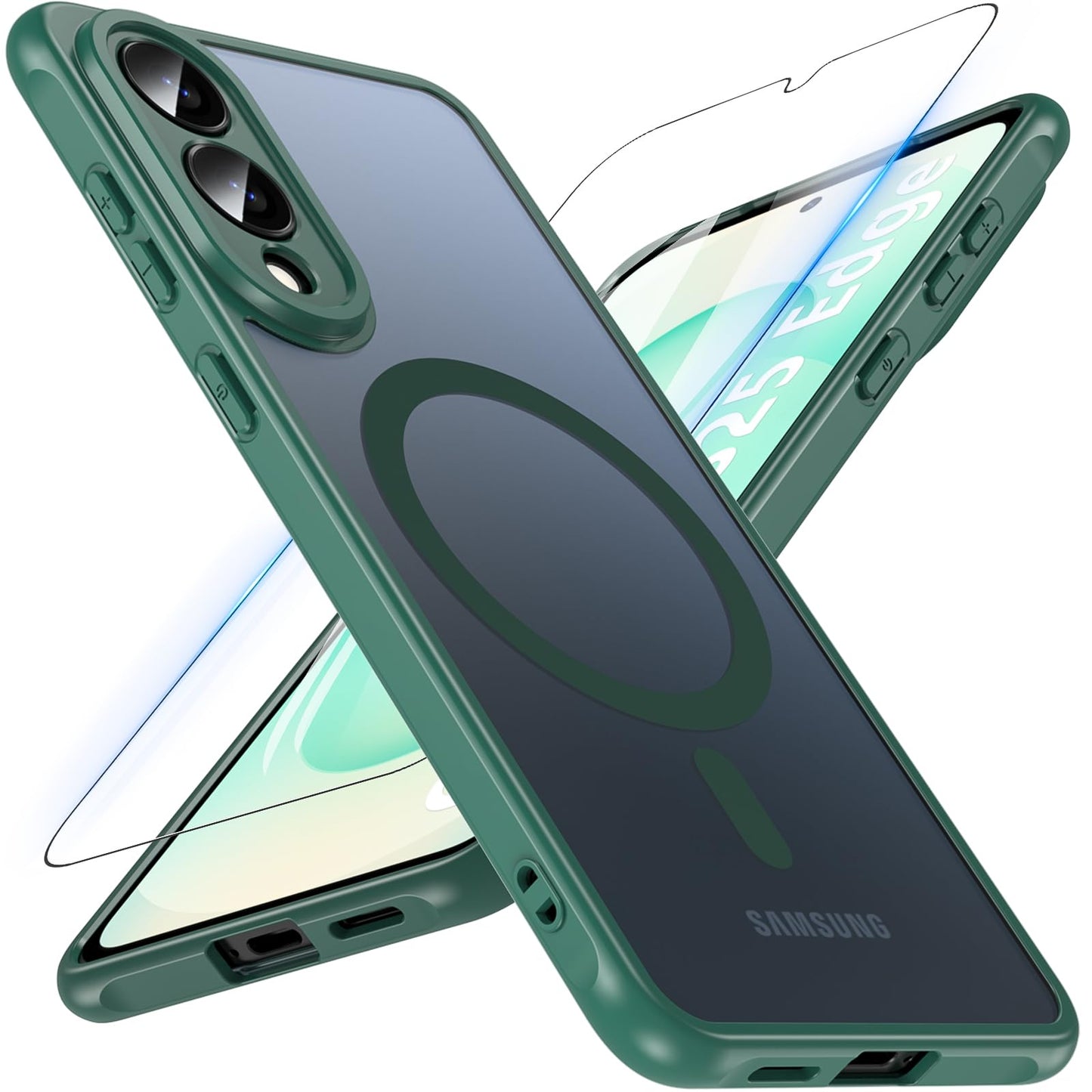 OWKEY Bumper Cover for Samsung Galaxy S23 Plus Black | 6.6'', Translucent, Slim, Magsafe Compatible, Military Grade Shockproof