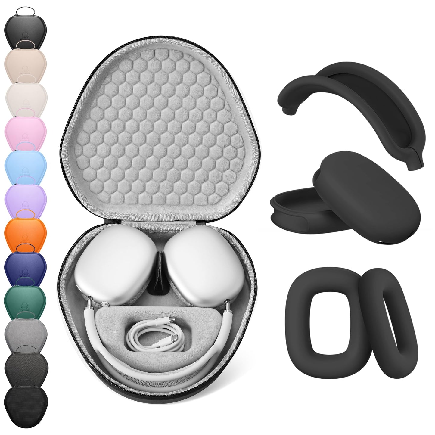 for Airpods Max Case Cover,Smart Case with Sleep Mode Made by Air pods,Compatible with Apple AirPod Max,Protective Carry Travel Cover AirPod Pro Max Cases,Headphone,Black