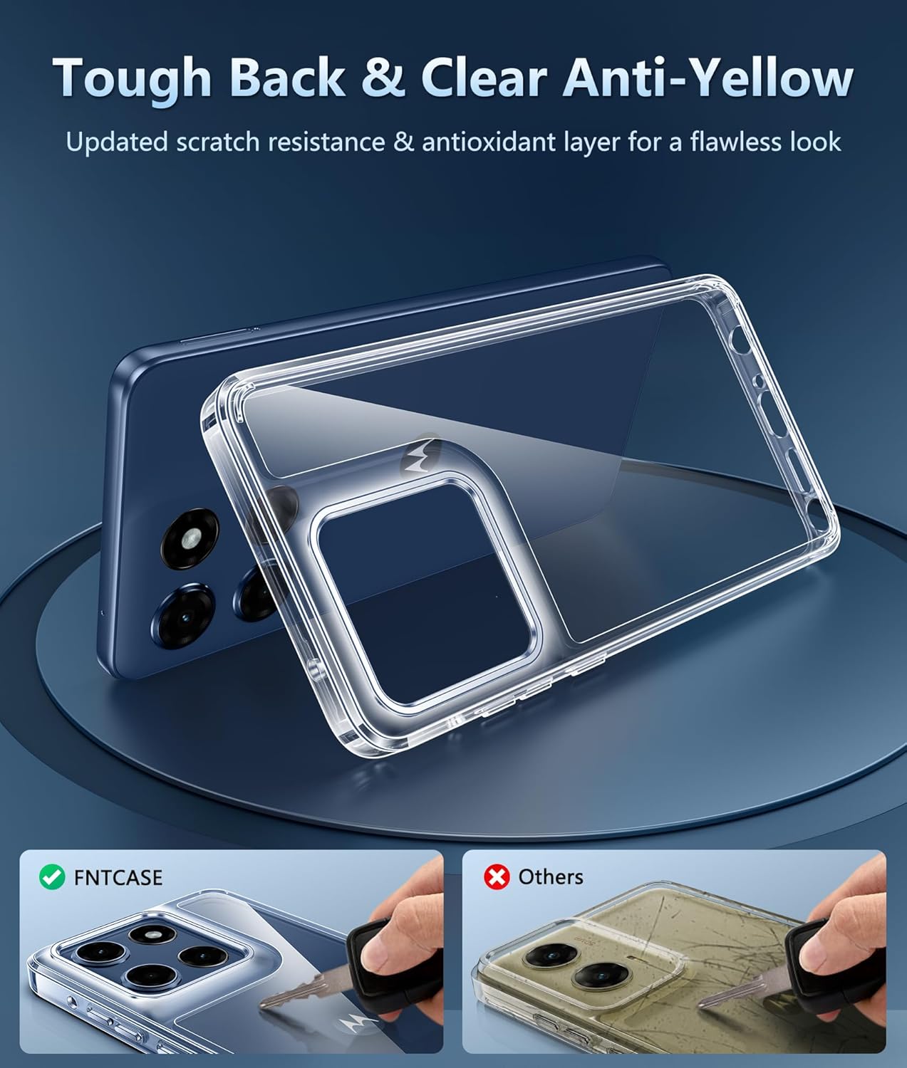 FNTCASE for Motorola Moto-G Stylus-5G-2025 Case: Military Grade Drop Protection Anti Yellowing Cell Phone Cover - Rugged Shockproof Protective Bumper Transparent Cases(Clear)