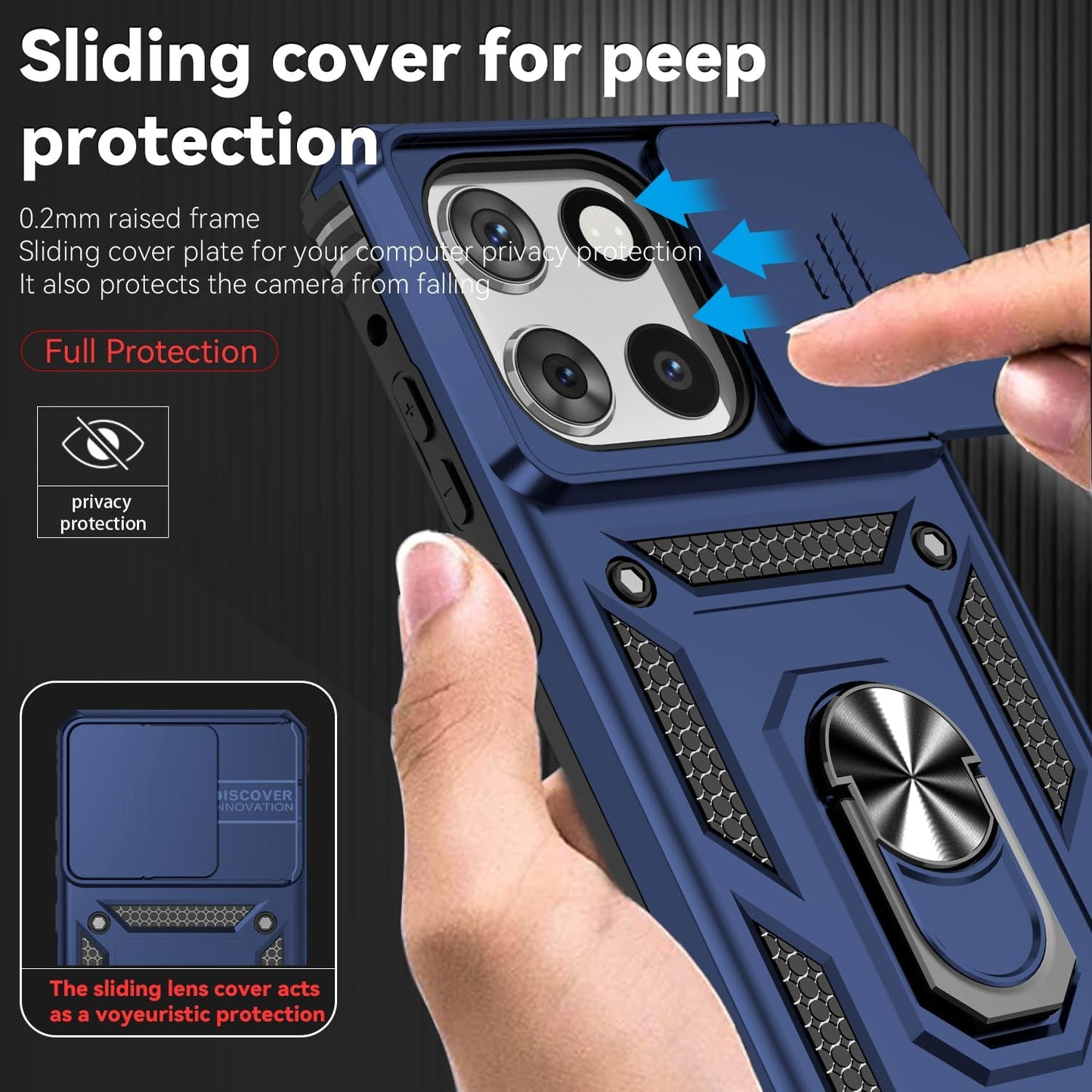 SMKY for Moto G Stylus 5G 2025 Case,with Screen Protectors and Camera Cover,16ft.Drop Tested Cover with Magnetic Kickstand Protective Case for Moto G Stylus 5G 2025, Blue