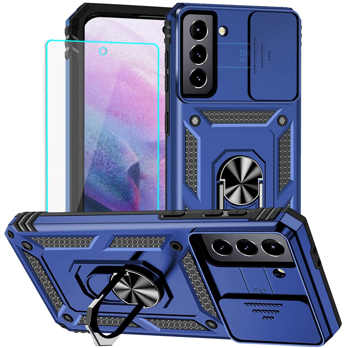Case for Samsung Galaxy S21 Plus Phone Case Black | with Screen Protector, Military Grade, 20ft. Drop Tested, Ring, Shockproof, Protective