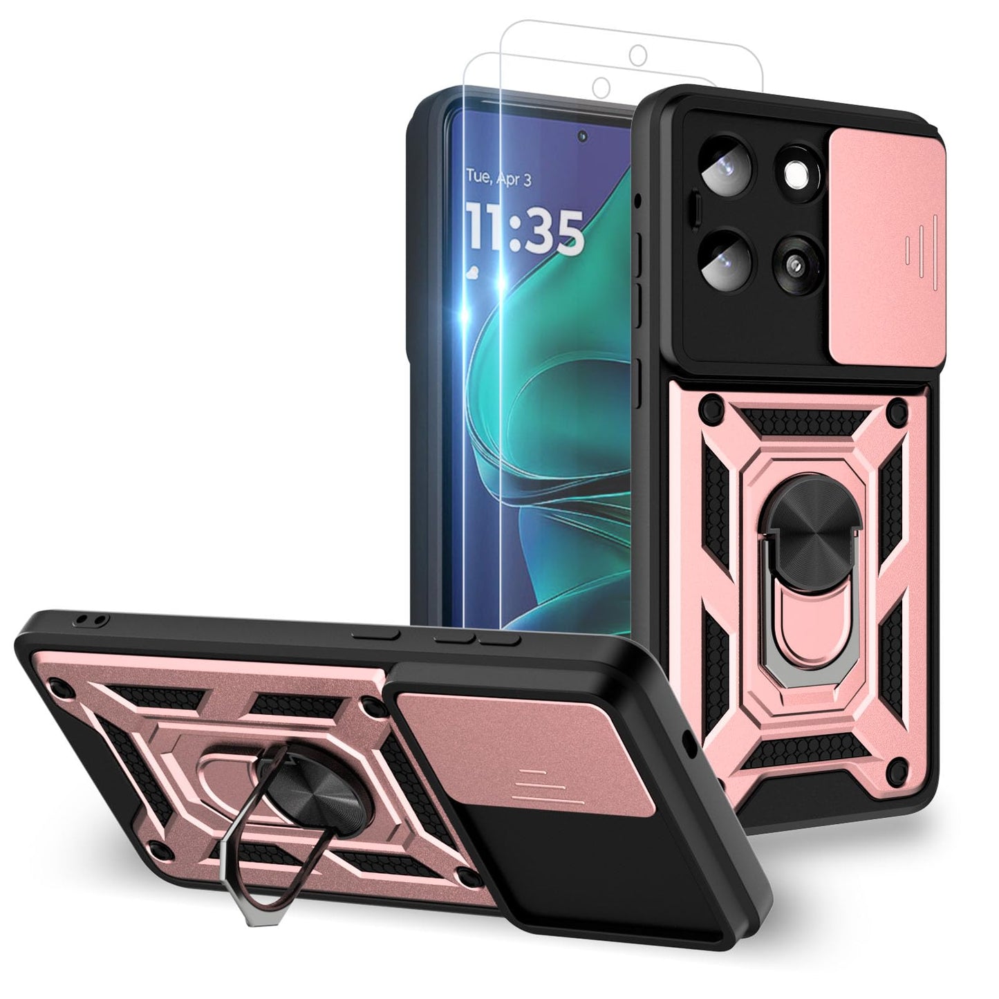 for Moto G Stylus 2025 Case: with 2PC Screen Protector,Sliding Camera Cover and Multi Angle Stand for Motorola Moto G Stylus 5G 2025 Case,Blue