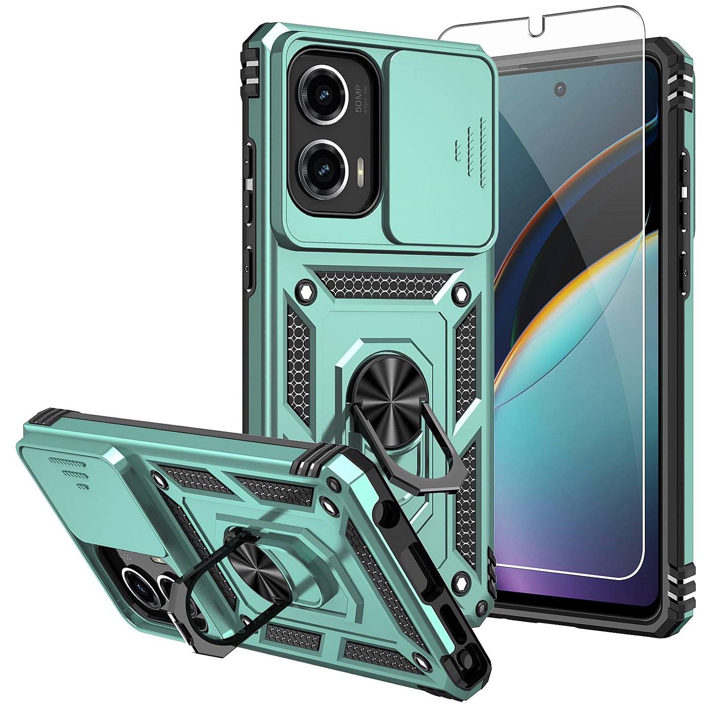 SMKY for Moto G Stylus 5G 2025 Case,with Screen Protectors and Camera Cover,16ft.Drop Tested Cover with Magnetic Kickstand Protective Case for Moto G Stylus 5G 2025, Blue