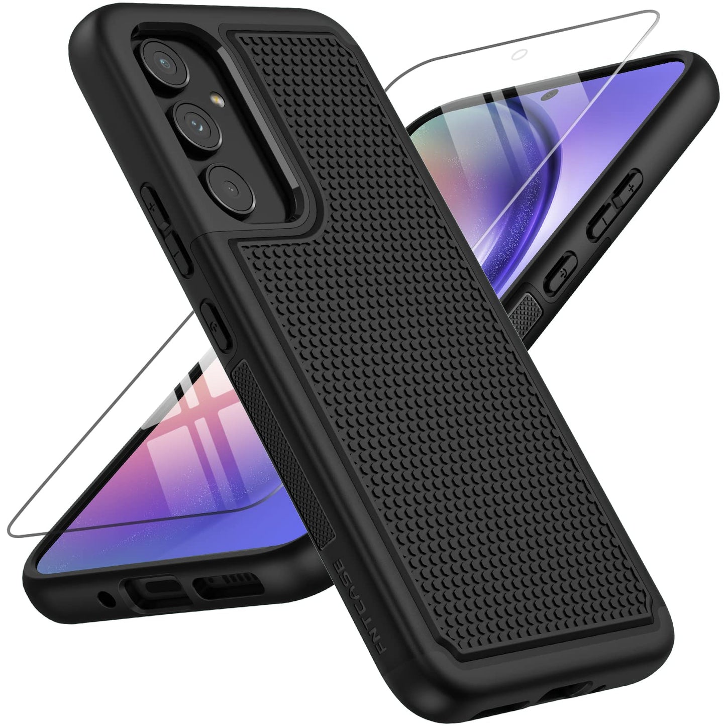 FNTCASE for Samsung Galaxy A15-5G Case: Dual Layer Protective Heavy Duty Cell Phone Cover Shockproof Rugged with Non Slip Textured Back - Military Protection Bumper Tough - 2024, 6.5inch Black