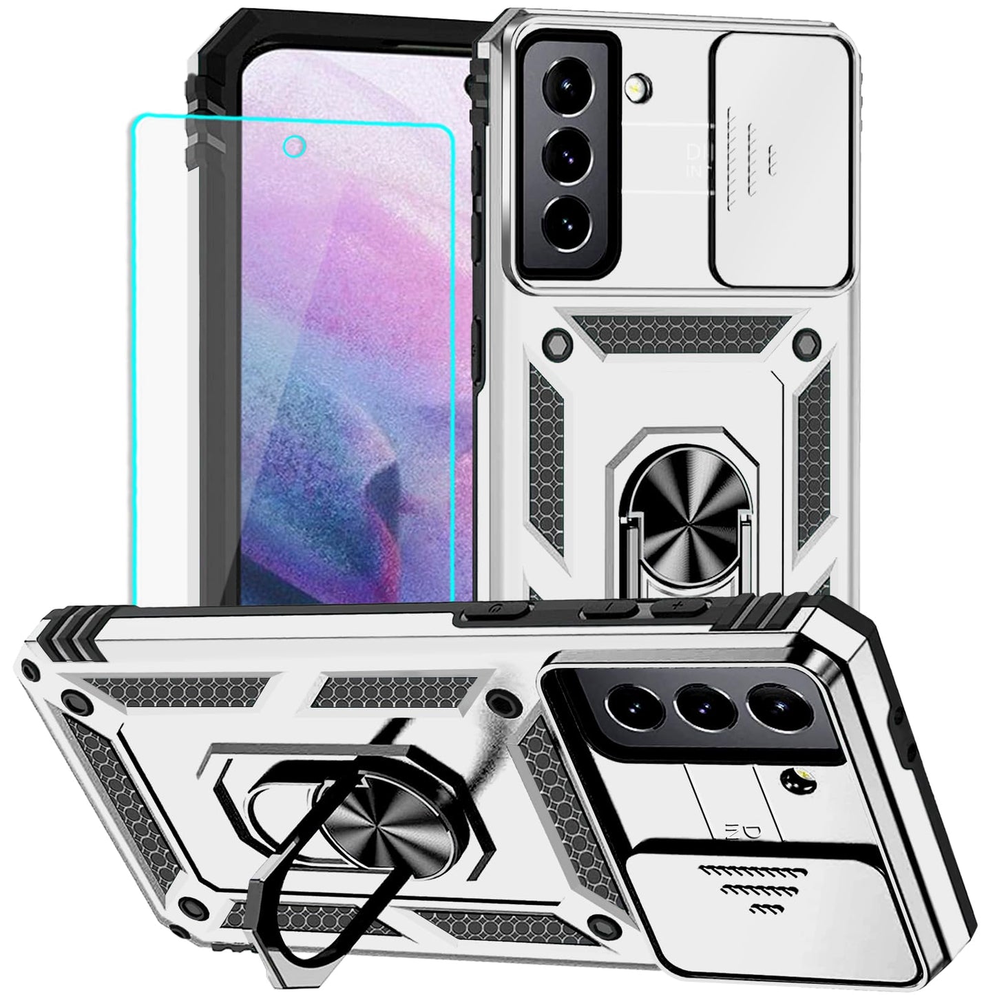 Case for Samsung Galaxy S21 Plus Phone Case Black | with Screen Protector, Military Grade, 20ft. Drop Tested, Ring, Shockproof, Protective