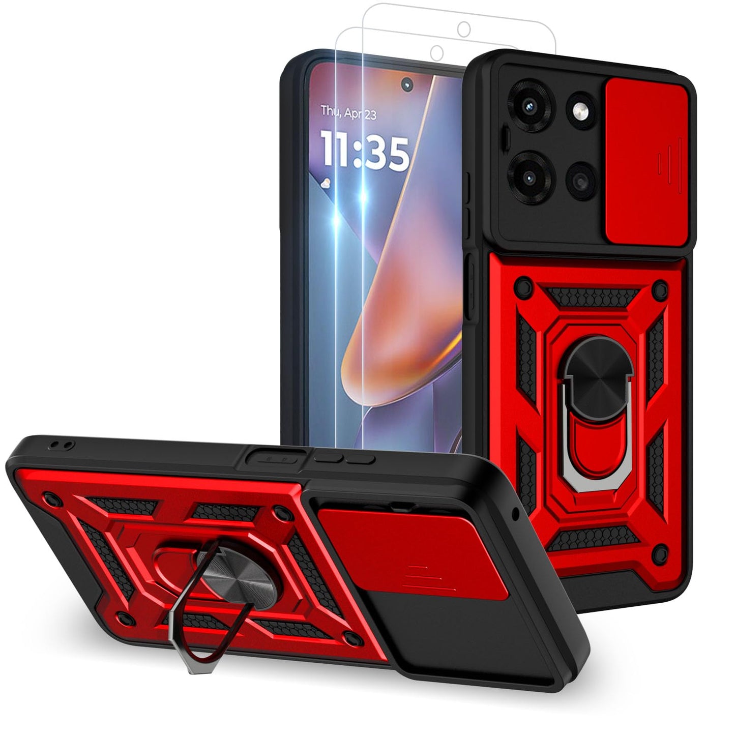 for Moto G Stylus 2025 Case: with 2PC Screen Protector,Sliding Camera Cover and Multi Angle Stand for Motorola Moto G Stylus 5G 2025 Case,Blue