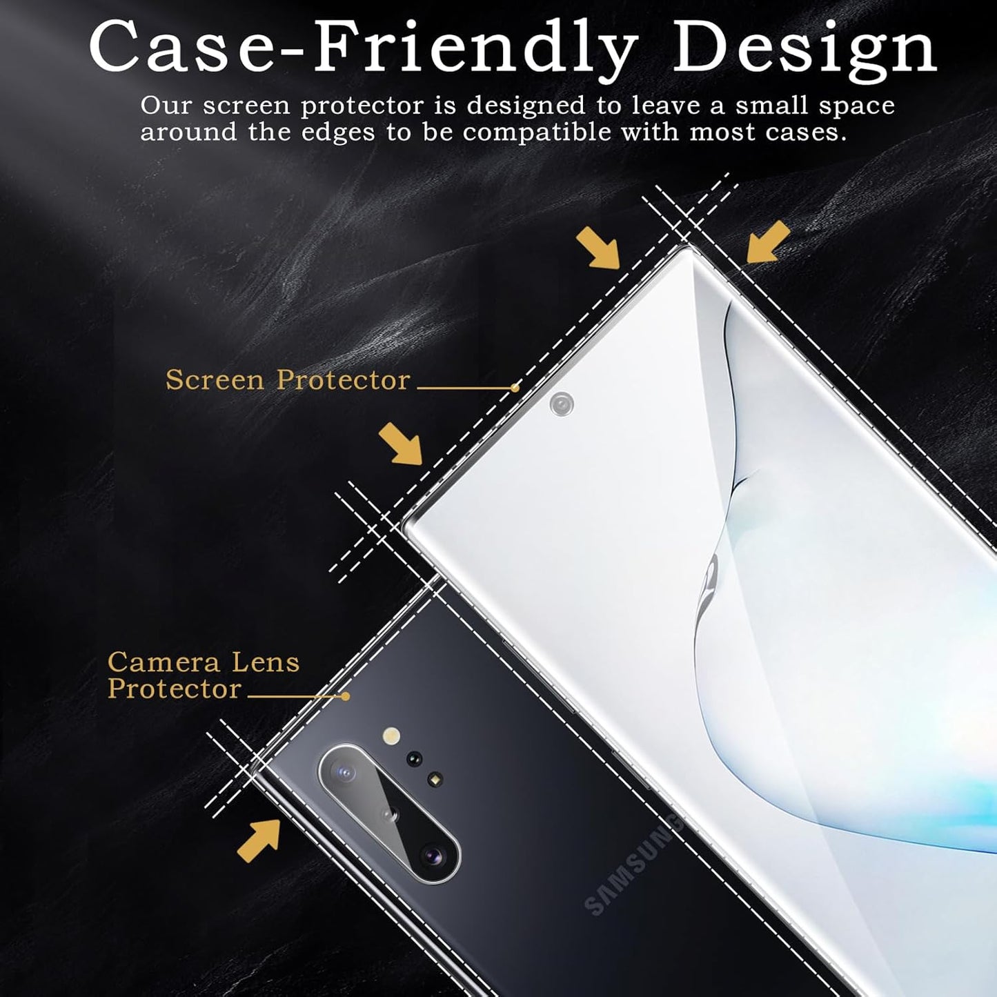 Screen Protector for Samsung Galaxy Note 10, 3D Tempered Glass Film, Ultra HD 9H Hardness Case Friendly Anti Scratch Bubble Free Ultra Resistant Oil-Resistant Shatter Protection, 2-Pack