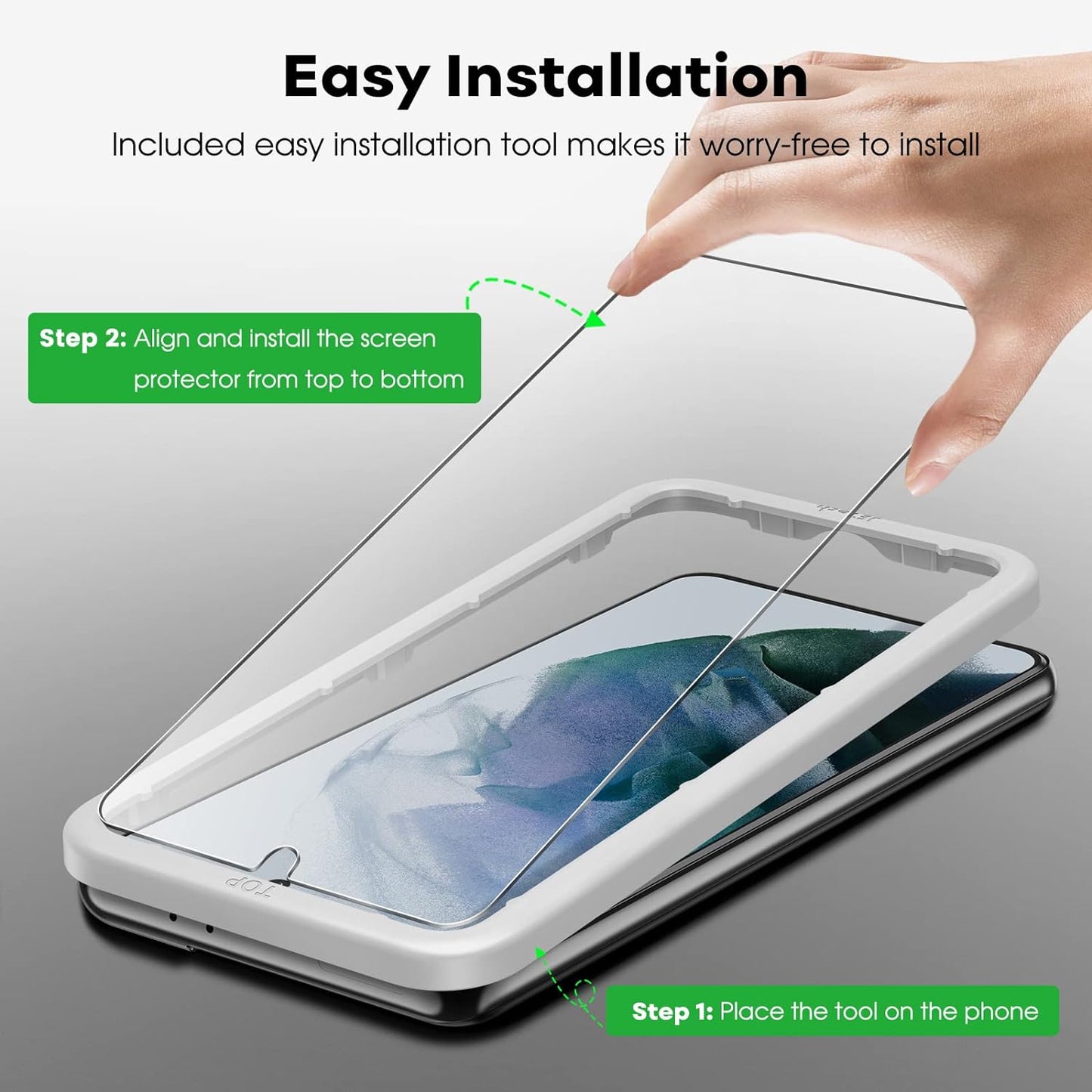 JETech Screen Protector for Samsung Galaxy S21 Plus 6.7-Inch with Camera Lens Protector, Easy Installation Tool, Tempered Glass Film, HD Clear, 2-Pack Each