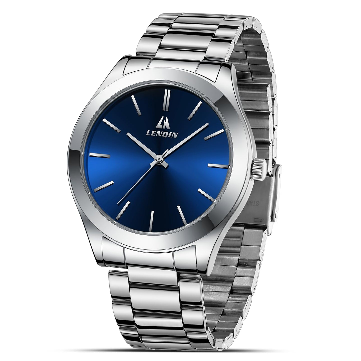 LN LENQIN Mens Watches Waterproof Stainless Steel Watch for Men Analog Quartz Fashion Business Designer Wristwatch