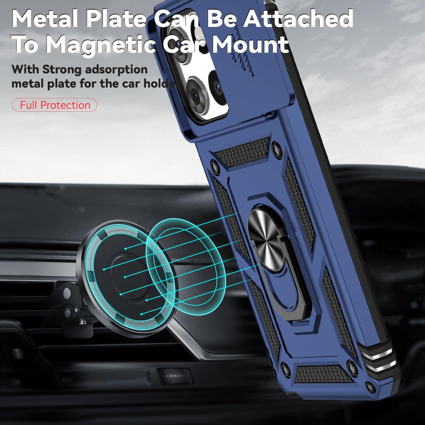 SMKY for Moto G Stylus 5G 2025 Case,with Screen Protectors and Camera Cover,16ft.Drop Tested Cover with Magnetic Kickstand Protective Case for Moto G Stylus 5G 2025, Blue