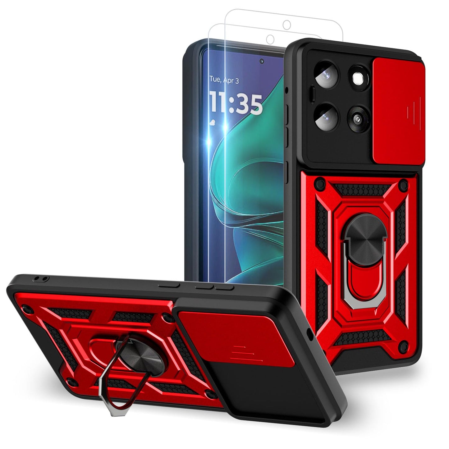 for Moto G Stylus 2025 Case: with 2PC Screen Protector,Sliding Camera Cover and Multi Angle Stand for Motorola Moto G Stylus 5G 2025 Case,Blue