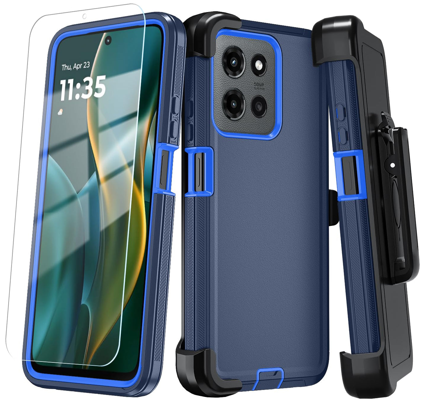 Qinmay Phone Case for Motorola Moto G 5G 2025/Moto G Play 5G 2025 Case with HD Screen Protector, Heavy Duty Shockproof & Dropproof 3-Layer Cover Phone Case,WineRedPink