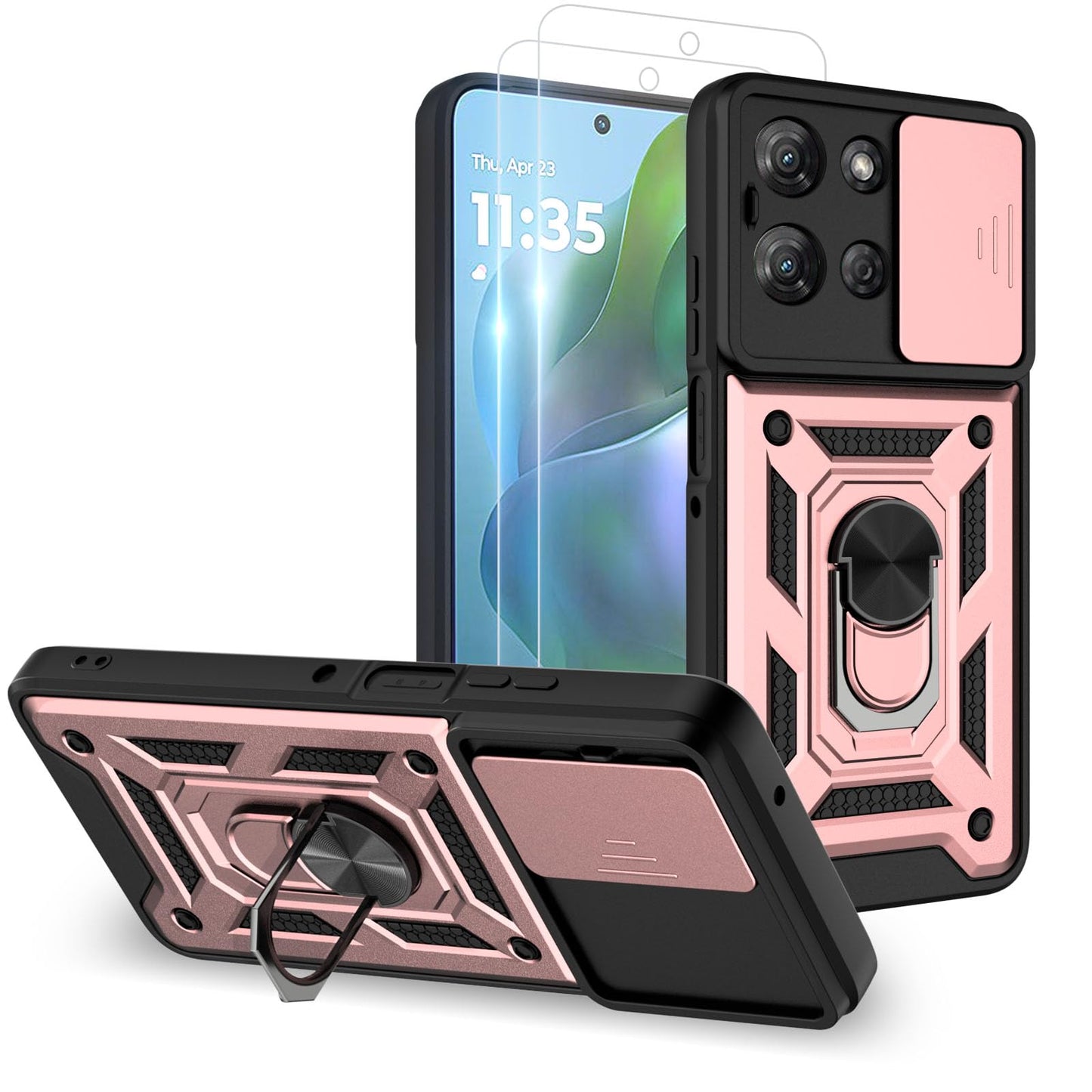 for Moto G Stylus 2025 Case: with 2PC Screen Protector,Sliding Camera Cover and Multi Angle Stand for Motorola Moto G Stylus 5G 2025 Case,Blue