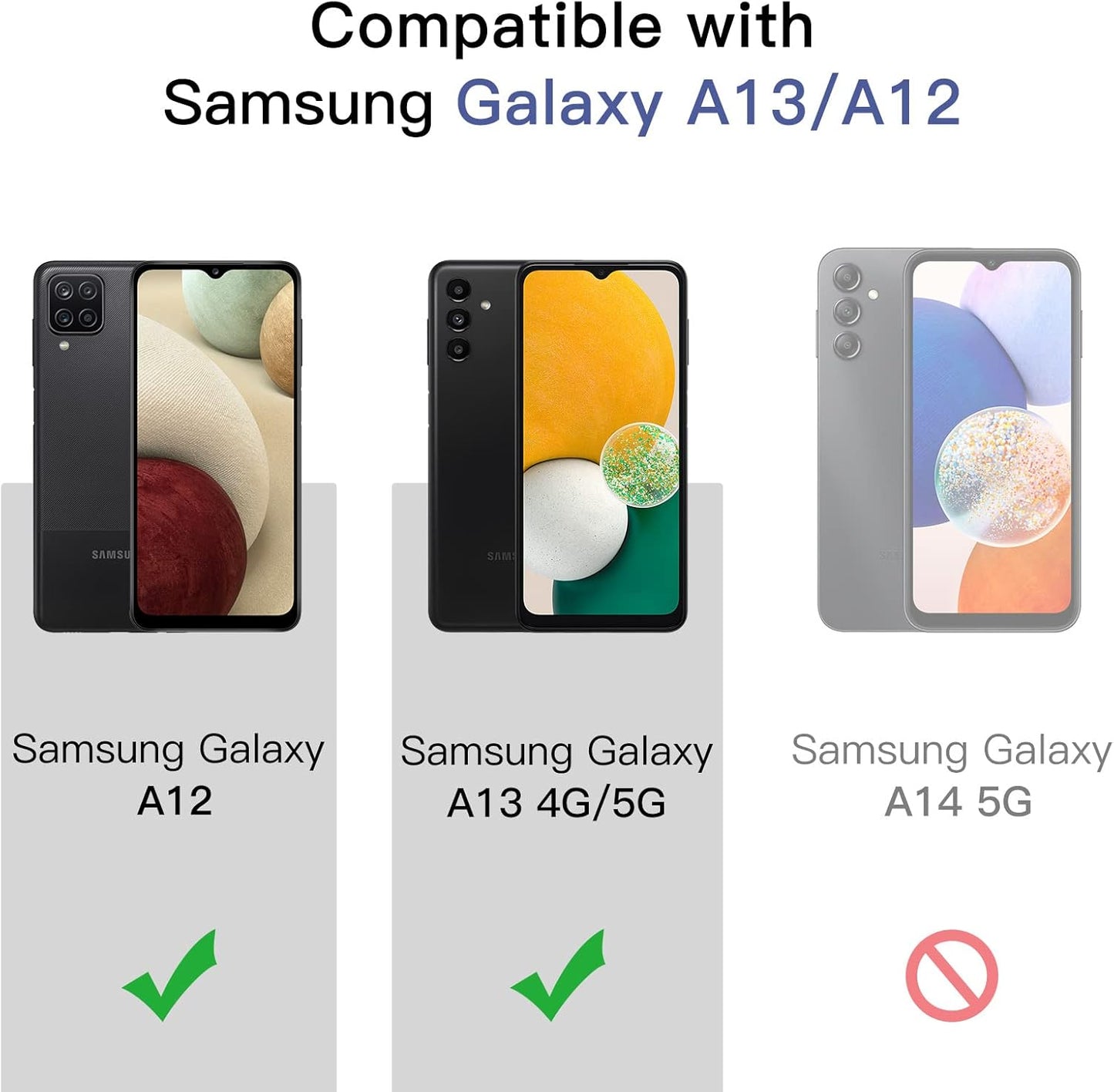 JETech Screen Protector for Samsung Galaxy A13 / A13 5G/ A12, 9H Tempered Glass Film, Anti-Scratch, HD Clear, 3-Pack