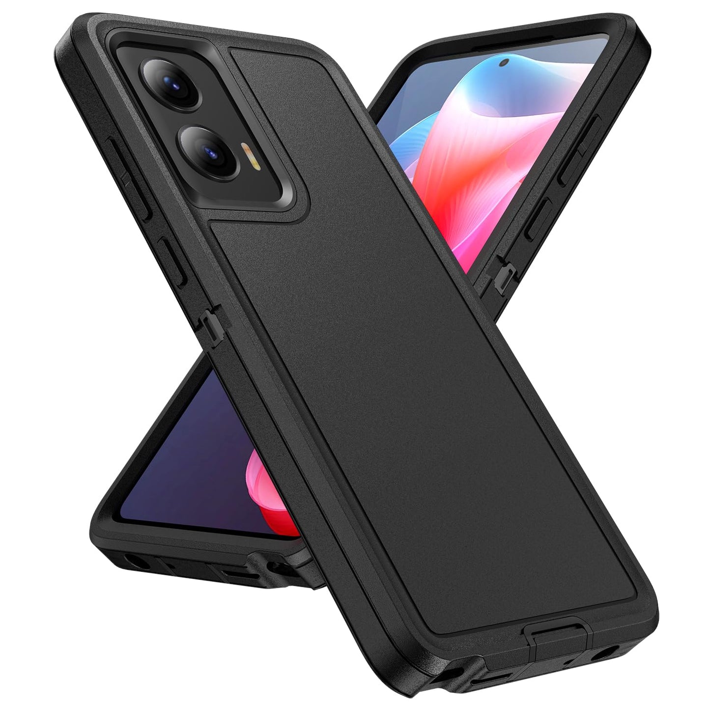 Designed for Motorola Moto G Stylus 5G 2024 Case 3 in 1 Military Grade Protective Case Cover Silicone Heavy Duty Rugged Shockproof for Moto G Stylus 5G 2024 Phone Case (Navy+Cyan)