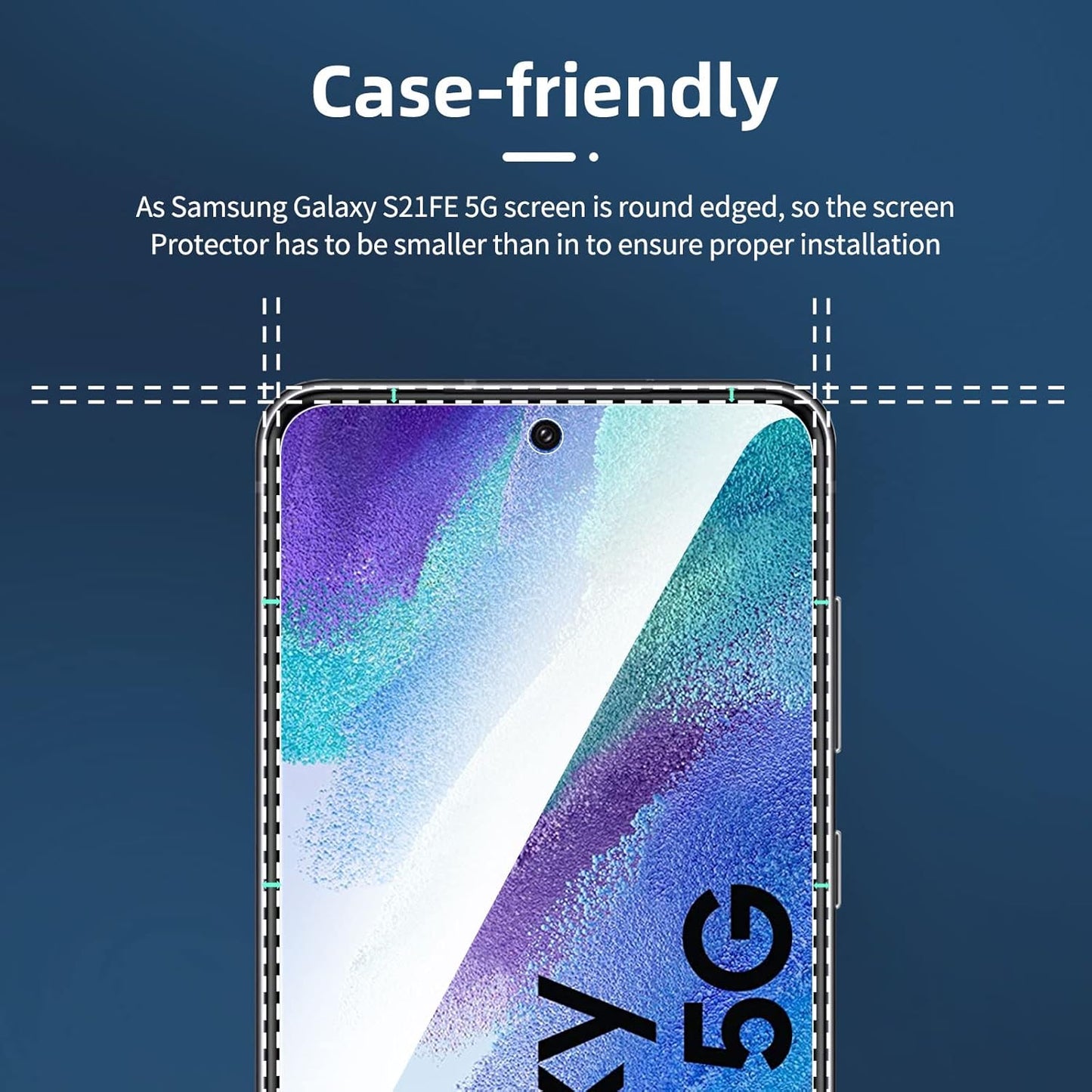 NEW'C 3 Pack Designed for Samsung Galaxy S21 FE 5G Screen Protector Tempered Glass, Case Friendly Anti Scratch Bubble Free Ultra Resistant