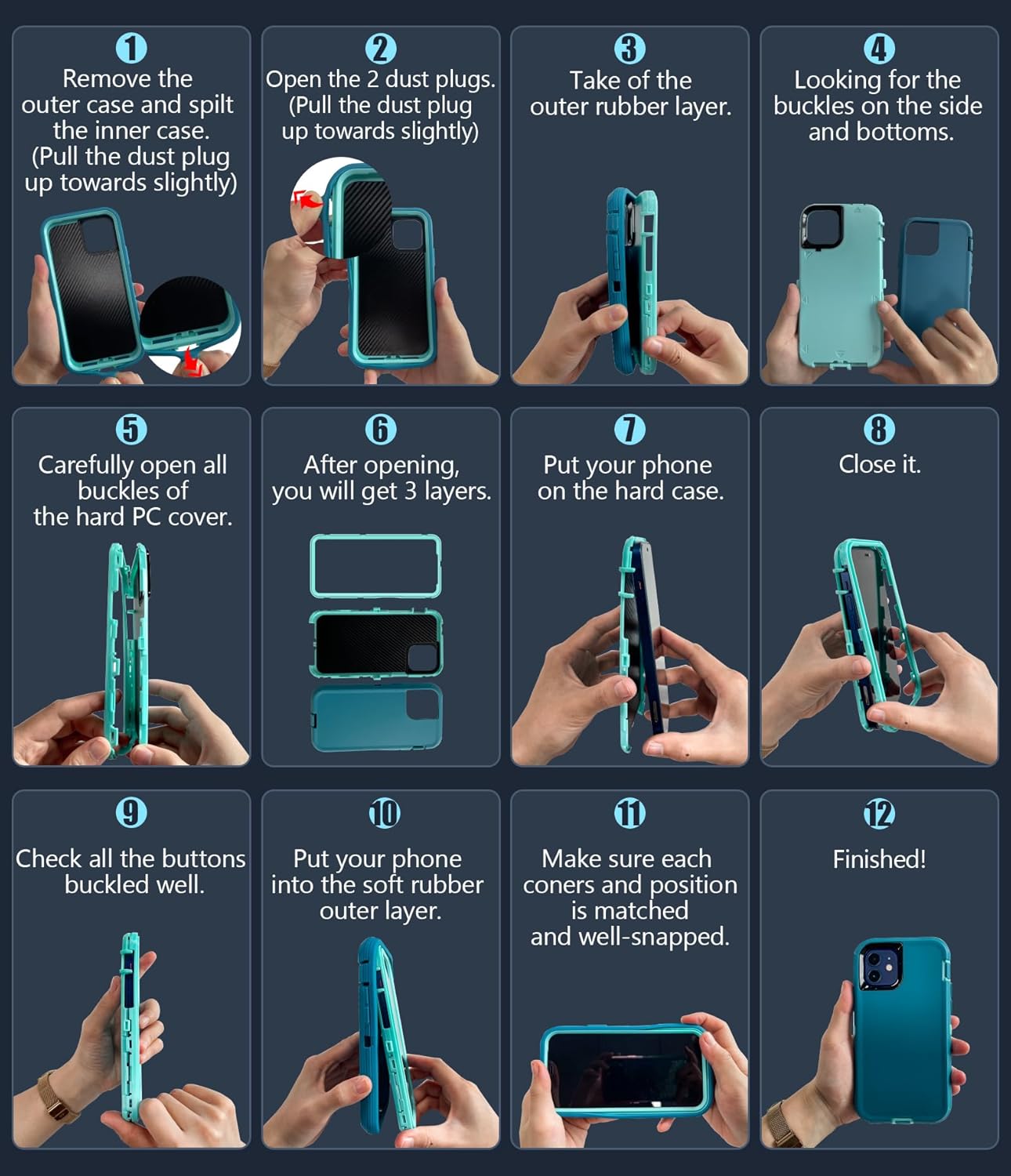 LeYi Compatible for Samsung Galaxy Note 10 Plus Case: Heavy Duty 3 in 1 Note 10 Plus Phone Case, Military Grade Shockproof Phone Case Cover for Samsung Note 10 Plus, Teal