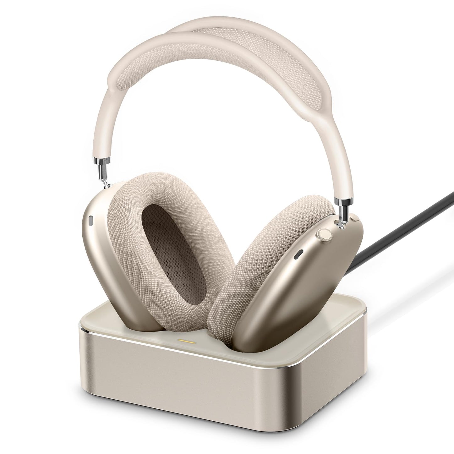 Headphone Charging Station for AirPods Max 2024 & 2020 - Magnetic Headset Charger Dock with Dual Lightning & Type-C Connectors (Space Gray)