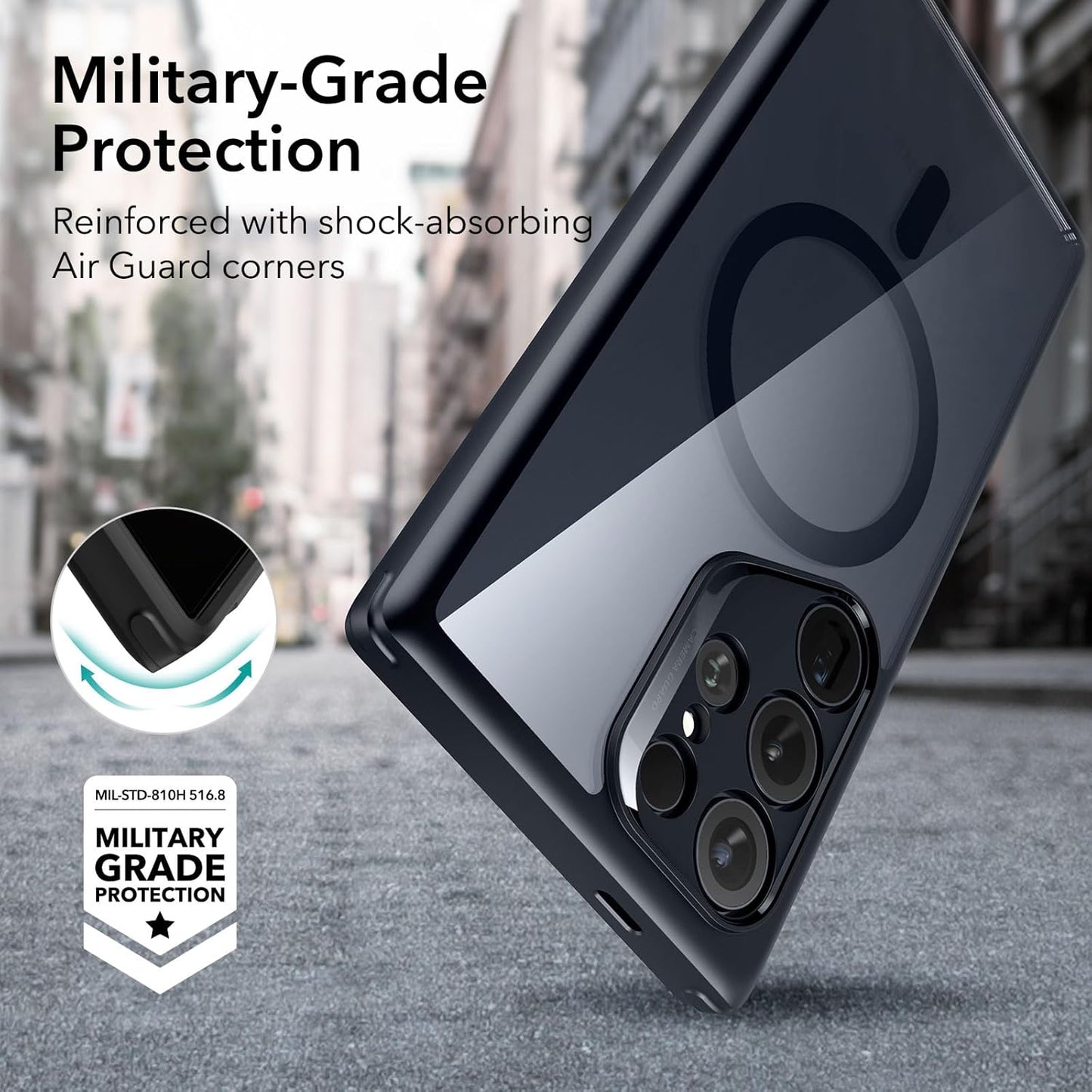 ESR for Samsung S24 Ultra Case, Compatible with MagSafe, Magnetic Case for Samsung Galaxy S24 Ultra, Military-Grade Protection, Yellowing Resistant, Classic Series, Clear Black