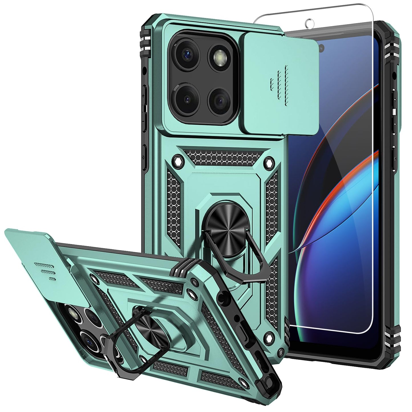 SMKY for Moto G Stylus 5G 2025 Case,with Screen Protectors and Camera Cover,16ft.Drop Tested Cover with Magnetic Kickstand Protective Case for Moto G Stylus 5G 2025, Blue