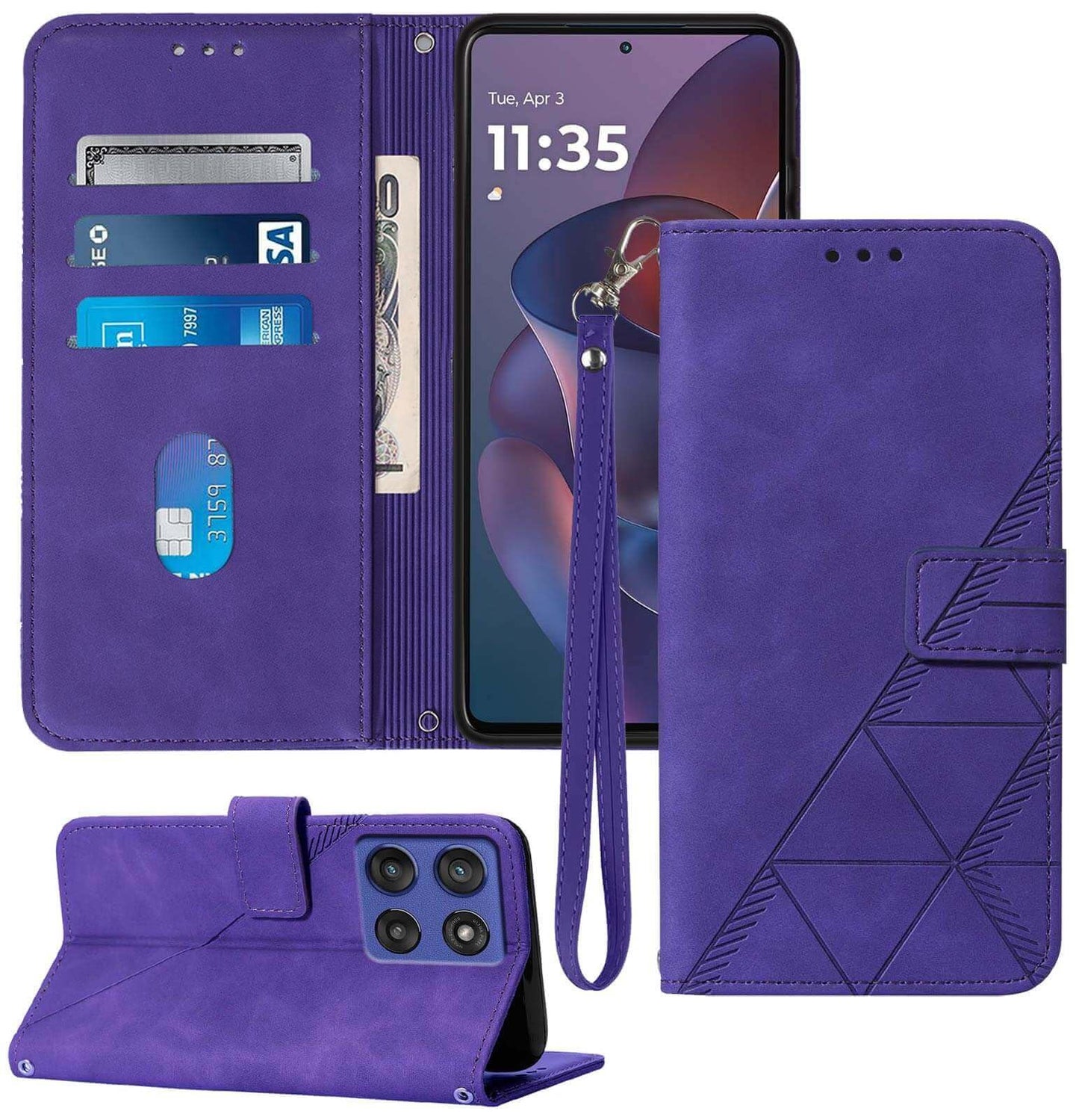 for Moto G Power 2025 Case Wallet, Card Holder Slots, Wrist Strap, TPU Interior Phone Protective, Stand PU Leather Folio Flip Cases Cover for Moto G Power - 2025 (Black)