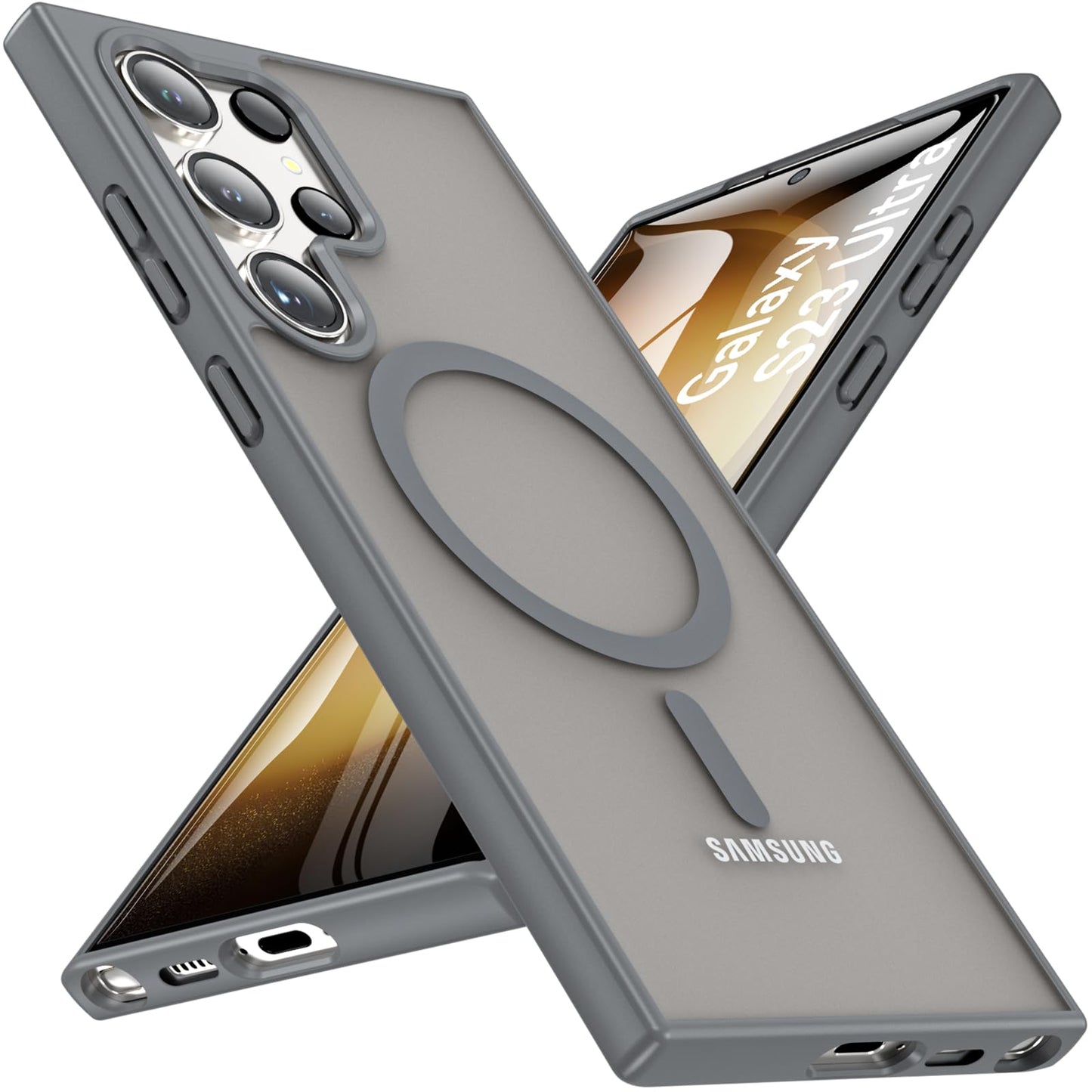 OWKEY Bumper Cover for Samsung Galaxy S23 Plus Black | 6.6'', Translucent, Slim, Magsafe Compatible, Military Grade Shockproof