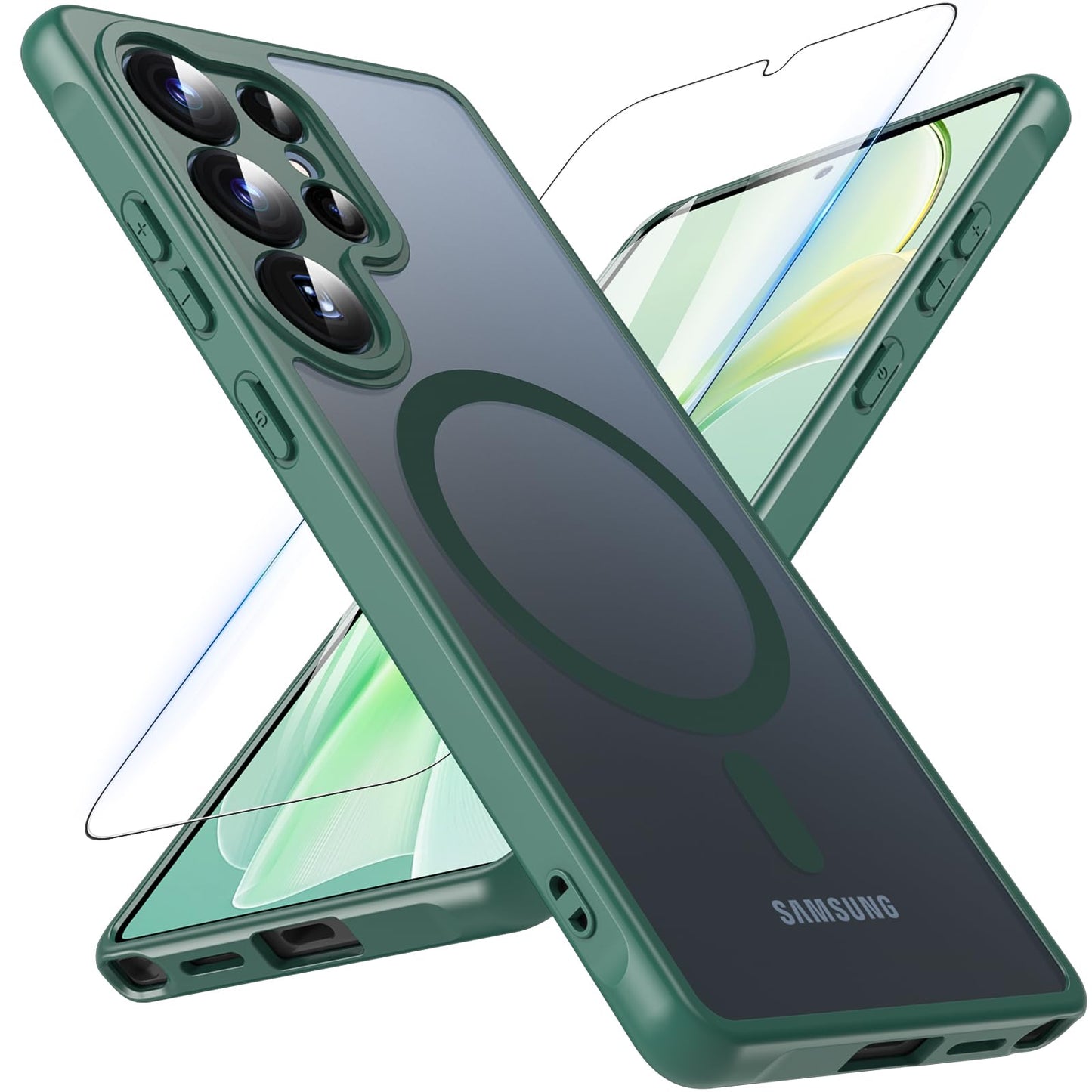OWKEY Bumper Cover for Samsung Galaxy S23 Plus Black | 6.6'', Translucent, Slim, Magsafe Compatible, Military Grade Shockproof