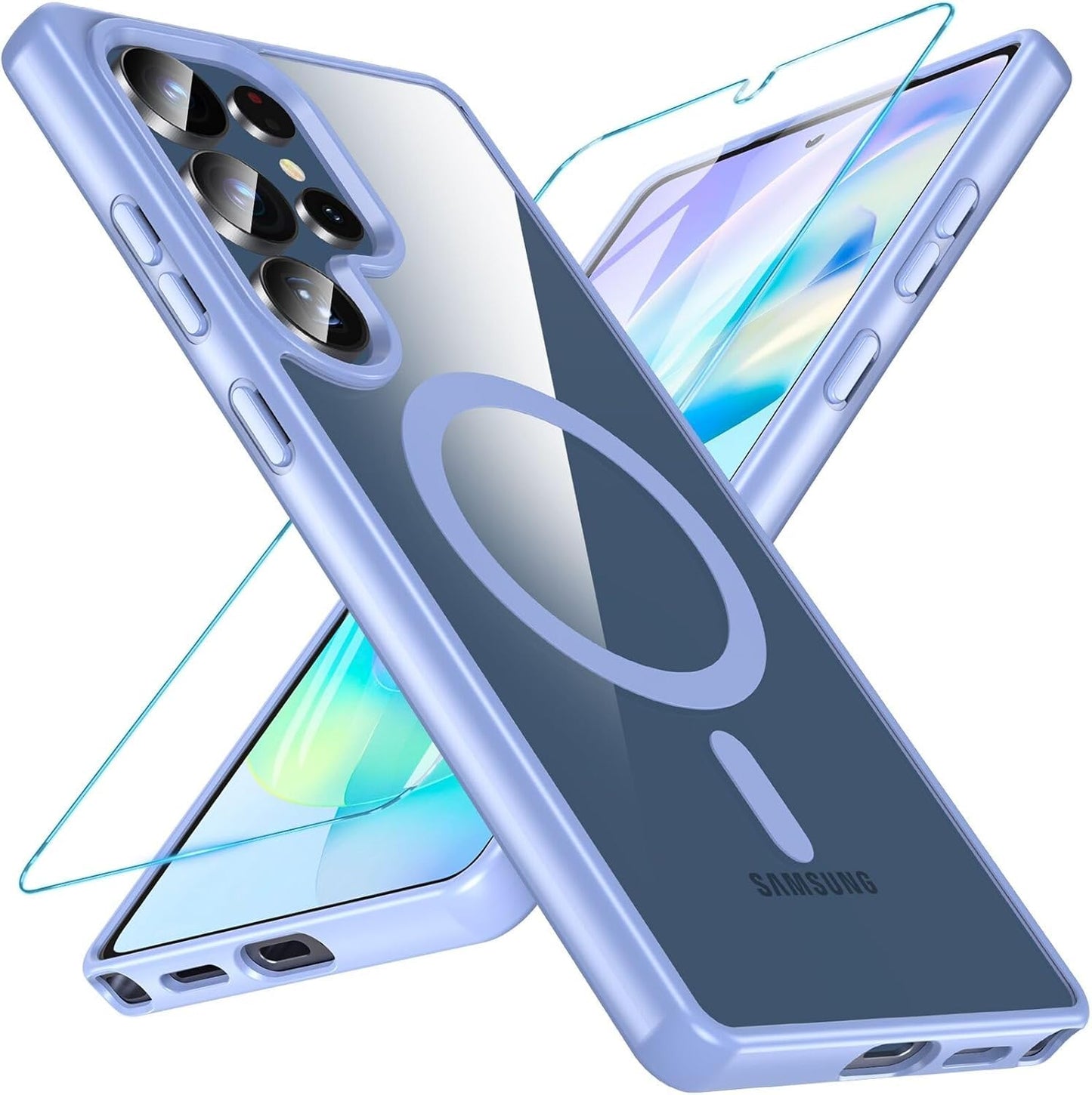 OWKEY Bumper Cover for Samsung Galaxy S23 Plus Black | 6.6'', Translucent, Slim, Magsafe Compatible, Military Grade Shockproof