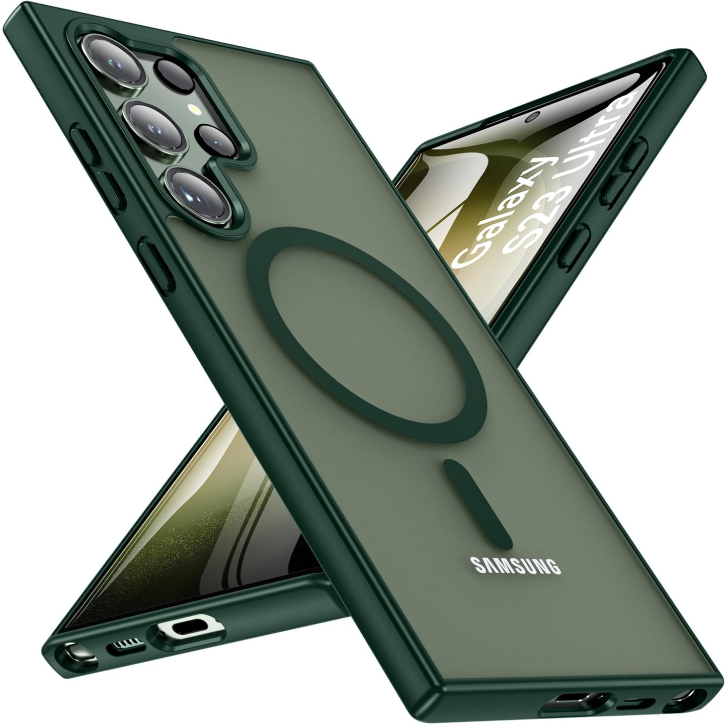 OWKEY Bumper Cover for Samsung Galaxy S23 Plus Black | 6.6'', Translucent, Slim, Magsafe Compatible, Military Grade Shockproof
