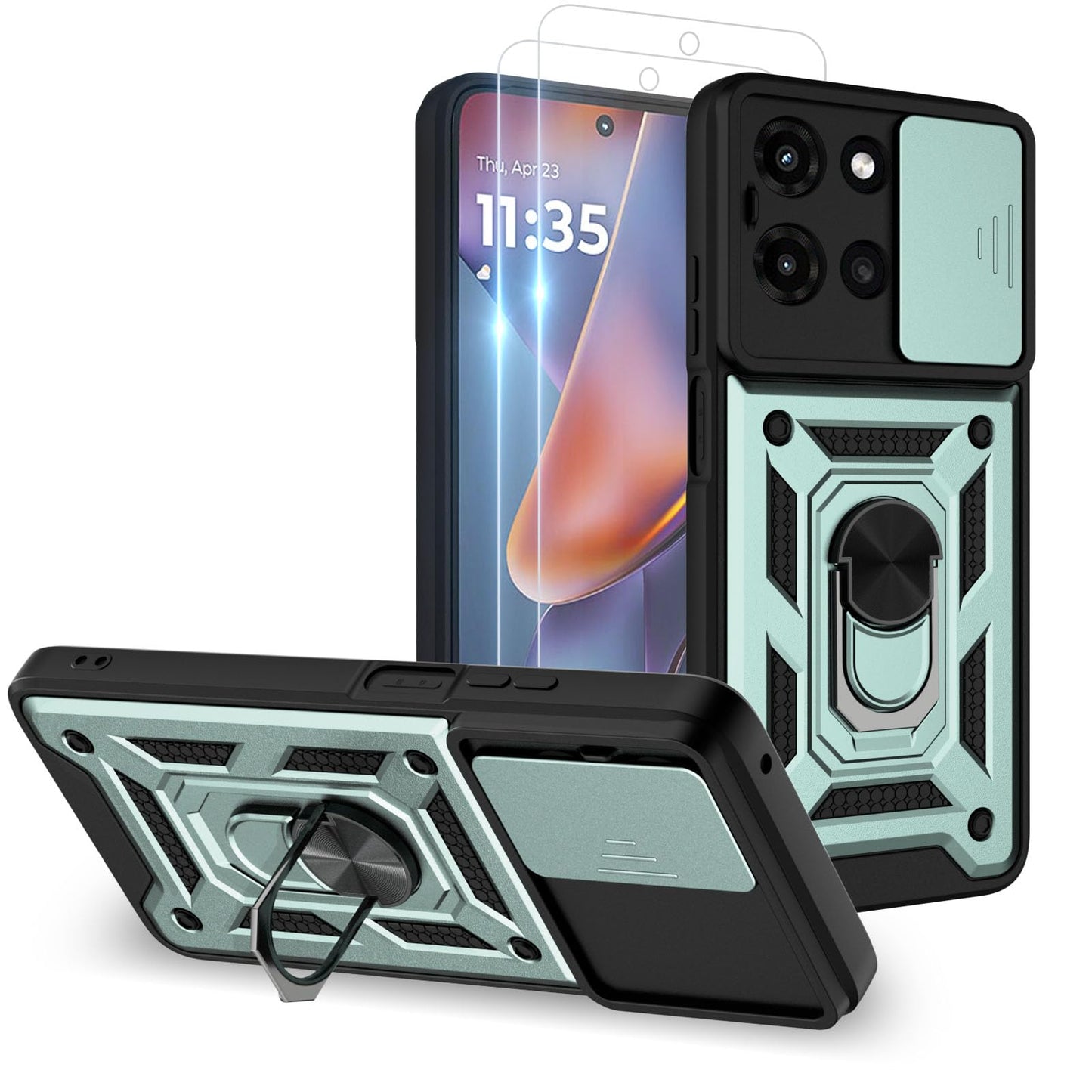 for Moto G Stylus 2025 Case: with 2PC Screen Protector,Sliding Camera Cover and Multi Angle Stand for Motorola Moto G Stylus 5G 2025 Case,Blue