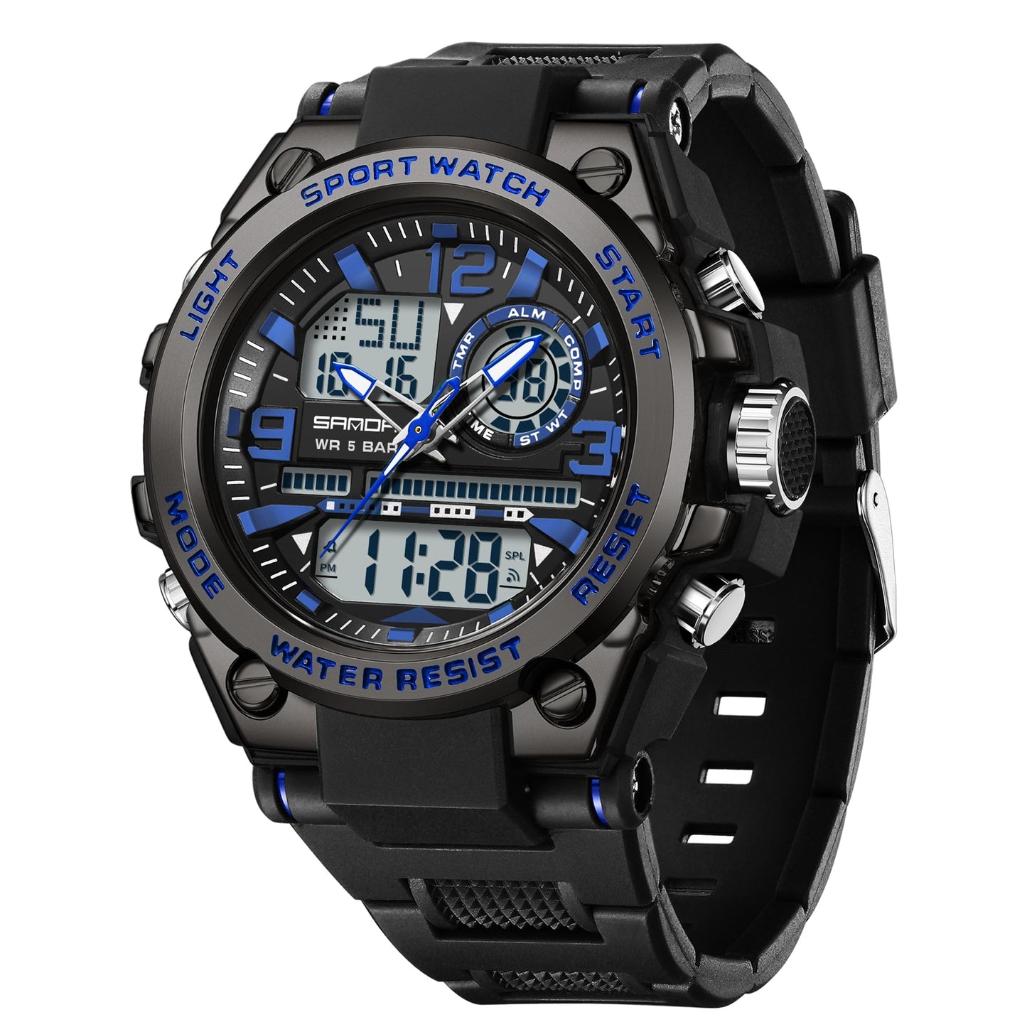 KXAITO Men's Watches Sports Outdoor Waterproof Military Watch Date Multi Function Tactics LED Alarm Stopwatch