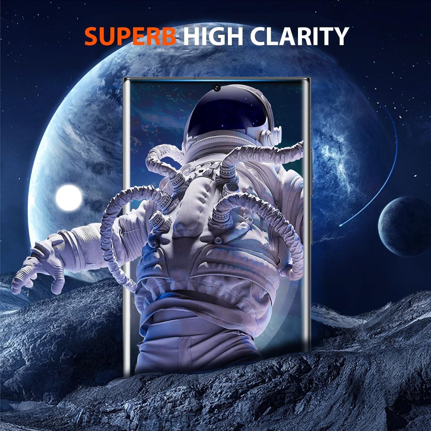 3 Pack Galaxy S23 Ultra Screen Protector, HD Clear Tempered Glass, Fingerprint Unlock, 3D Curved, Scratch Resistant, No Bubble for Samsung Galaxy S23 Ultra 5G Glass Screen Protector