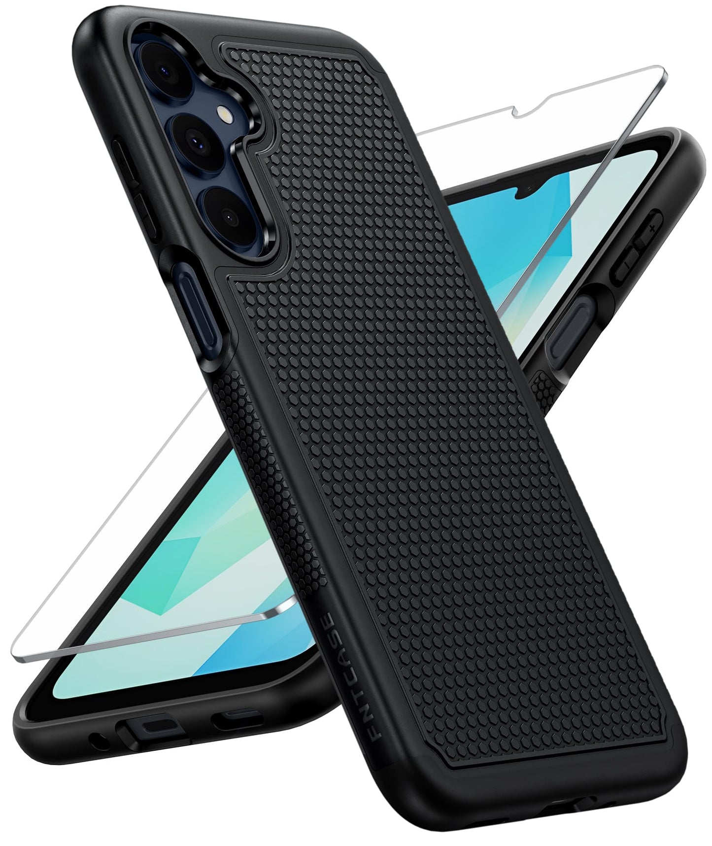 FNTCASE for Samsung Galaxy A15-5G Case: Dual Layer Protective Heavy Duty Cell Phone Cover Shockproof Rugged with Non Slip Textured Back - Military Protection Bumper Tough - 2024, 6.5inch Black