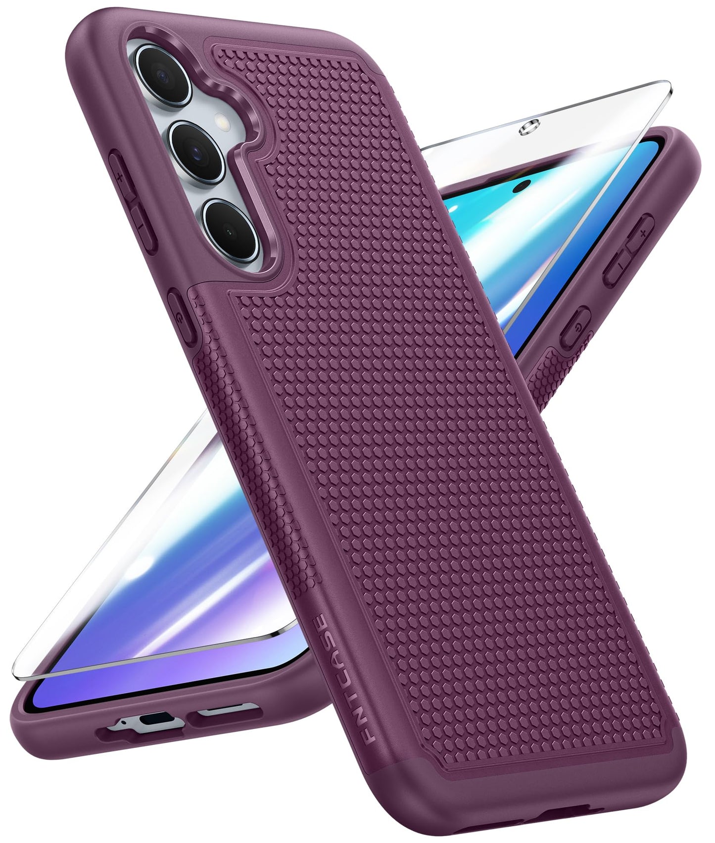 FNTCASE for Samsung Galaxy A15-5G Case: Dual Layer Protective Heavy Duty Cell Phone Cover Shockproof Rugged with Non Slip Textured Back - Military Protection Bumper Tough - 2024, 6.5inch Black